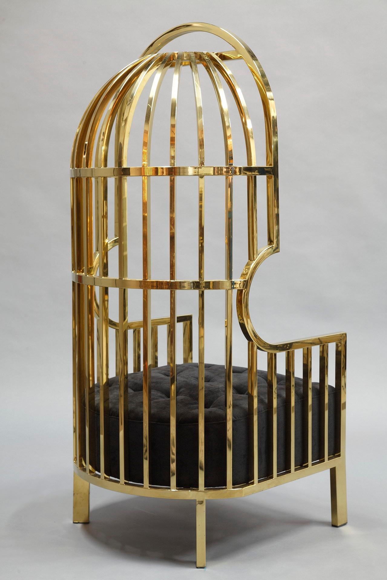 20th Century Eichholtz Bora Bora Birdcage Chairs, Gold
