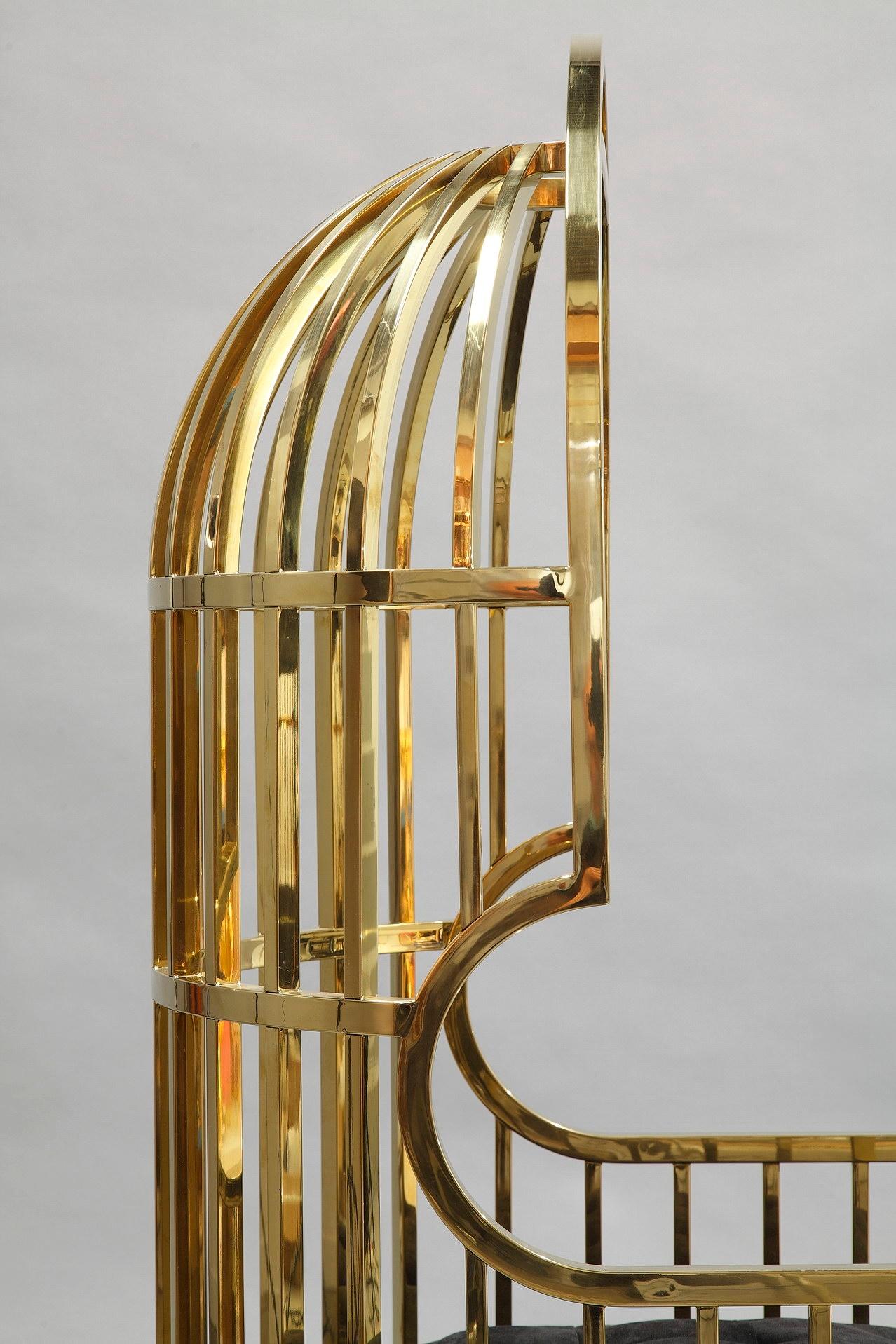 Stainless Steel Eichholtz Bora Bora Birdcage Chairs, Gold