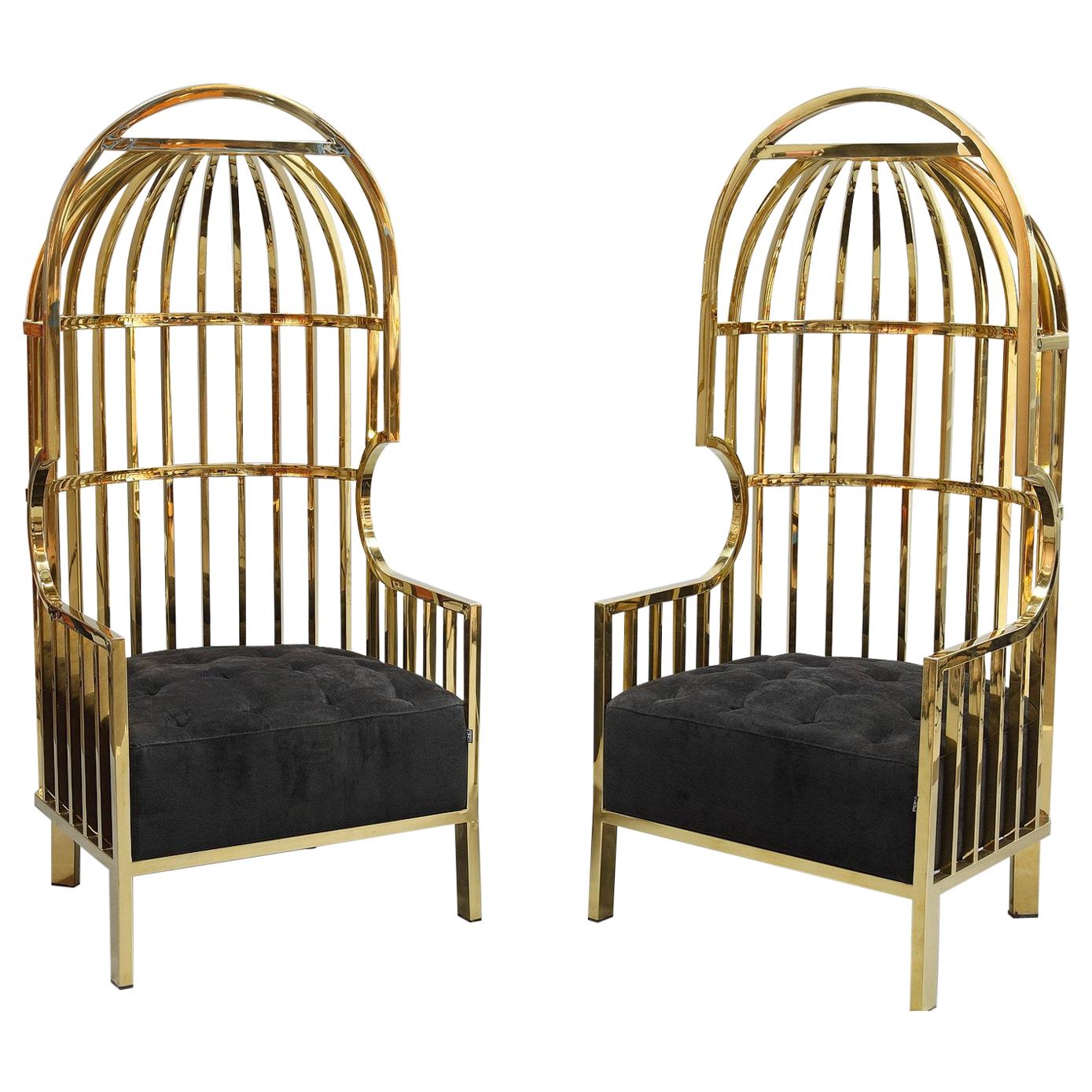 Eichholtz Bora Bora Birdcage Chairs, Gold