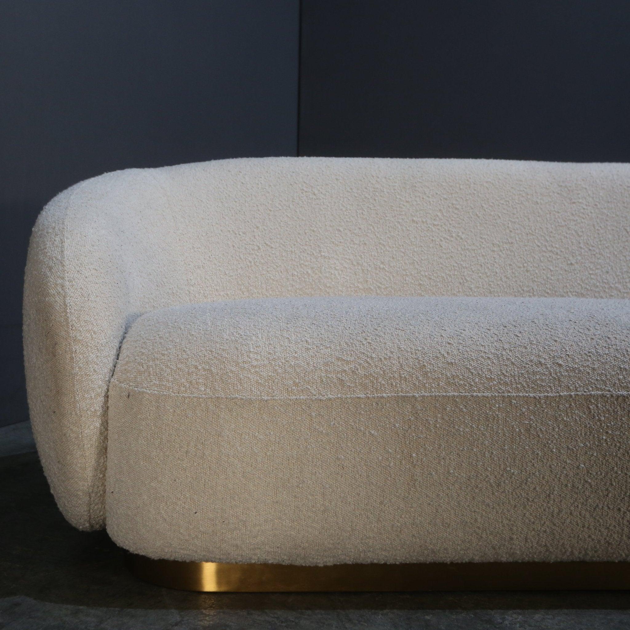 Modern Eichholtz Brice White Boucle Sofa H72xW213xD90cm seat height 42cm
