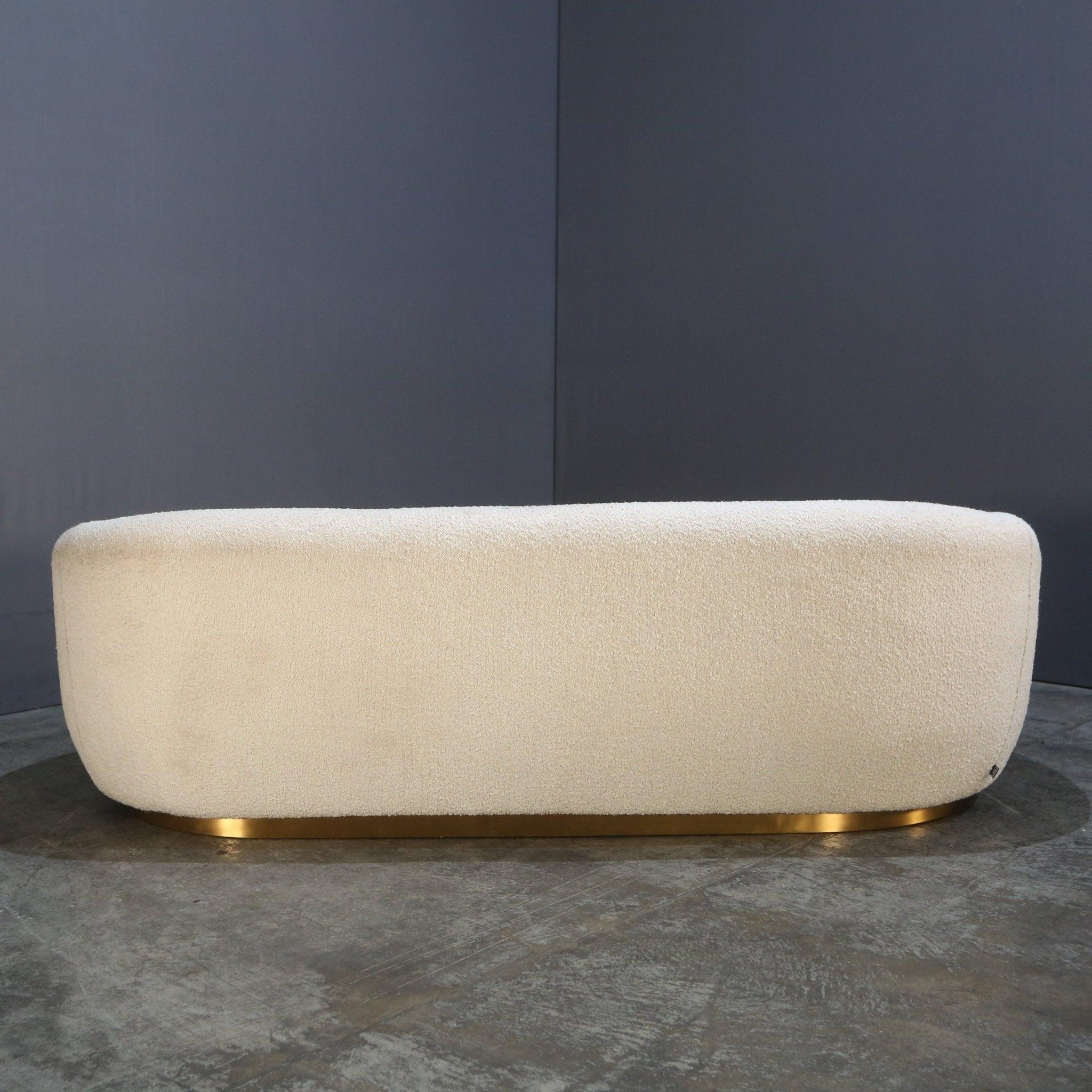 Brass Eichholtz Brice White Boucle Sofa H72xW213xD90cm seat height 42cm