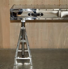 Eichholtz Chrome Glass Topped Trestle Three Drawer Luggage Style Desk / Table