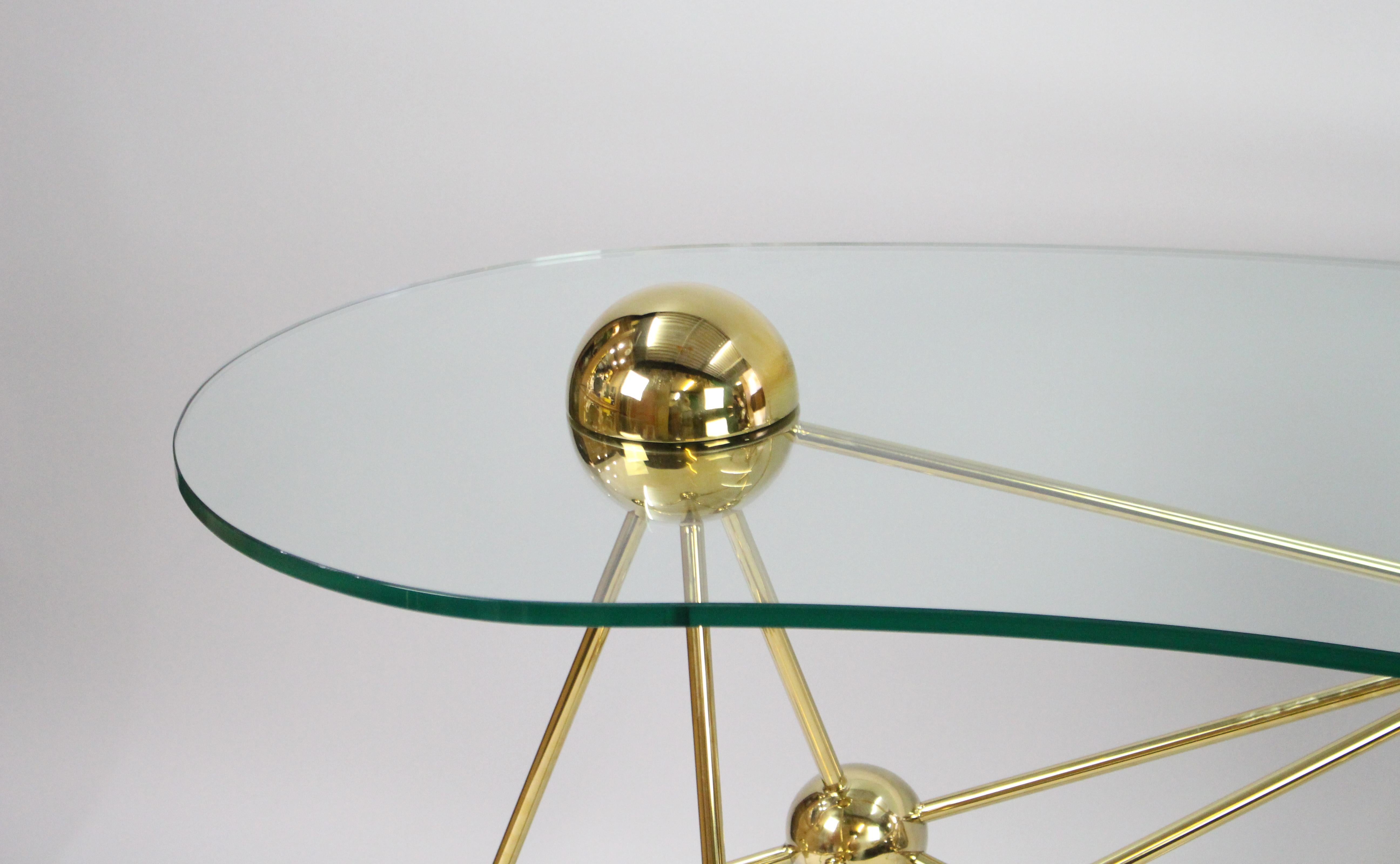 Eichholtz Kidney Shaped Glass Topped Atomic Design Table For Sale 1