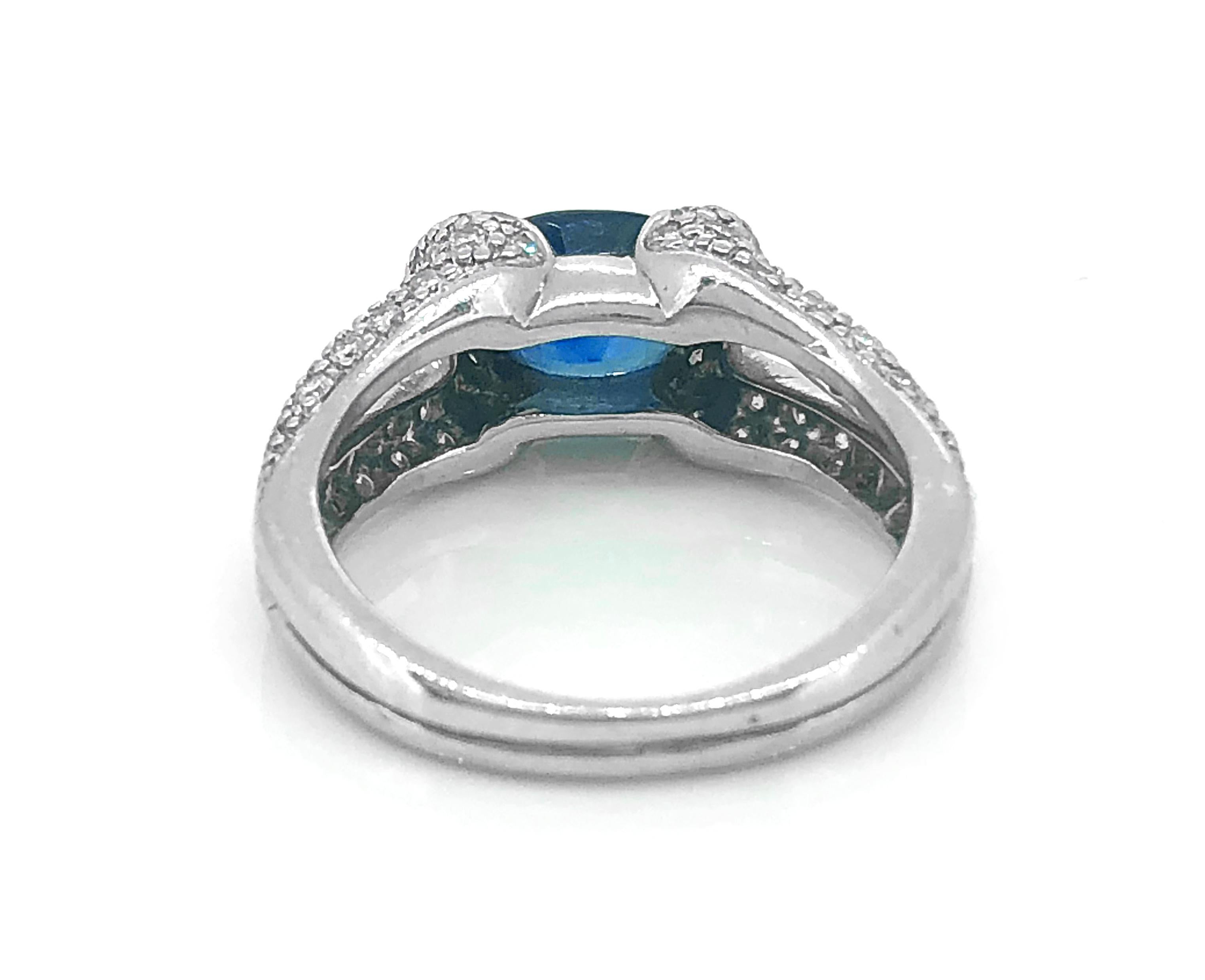 Modern Eichhorn 1.75 Carat Sapphire Diamond Platinum Engagement Ring For Sale