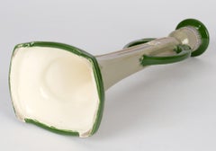 Candeliere in ceramica maiolica a due manici Eichwald Art Nouveau