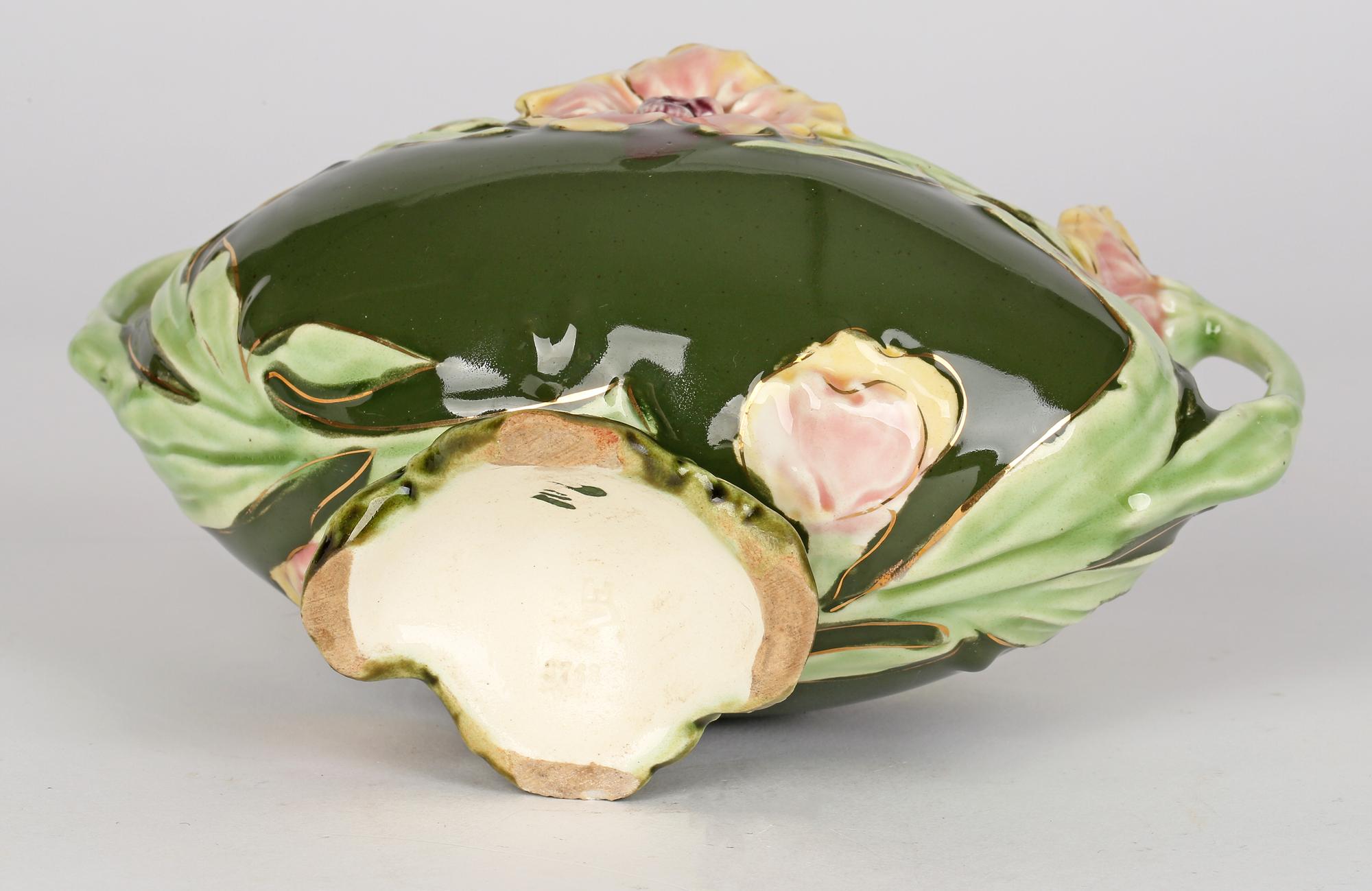 19th Century Eichwald Attributed Twin Handled Majolica Floral Planter