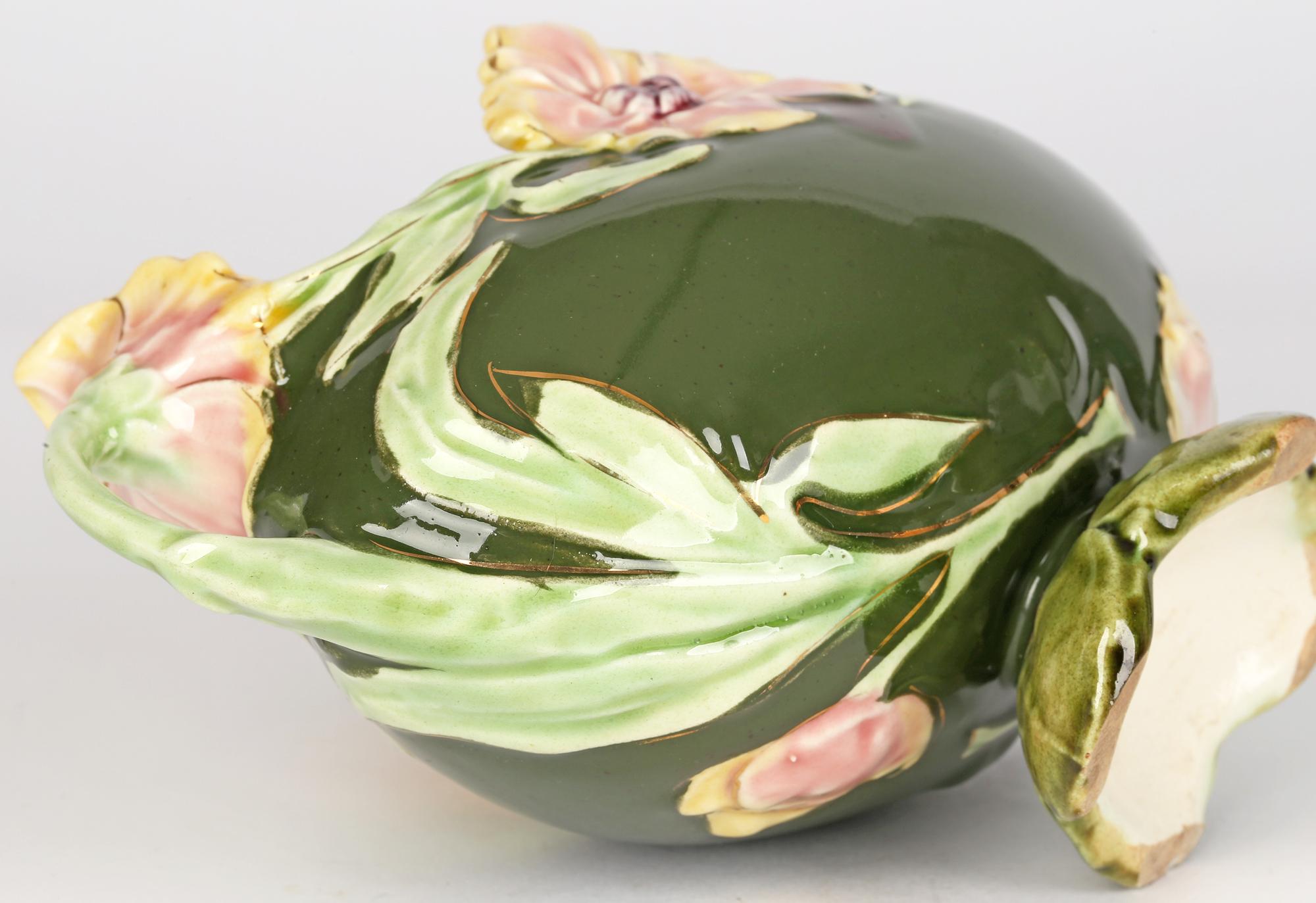 Eichwald Attributed Twin Handled Majolica Floral Planter 1