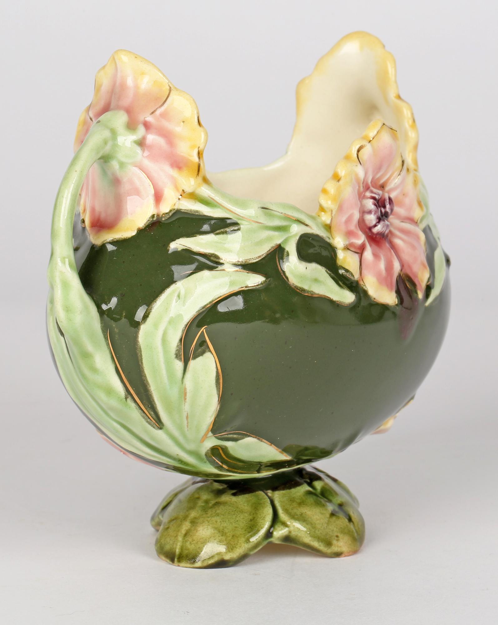 Victorian Eichwald Attributed Twin Handled Majolica Floral Planter