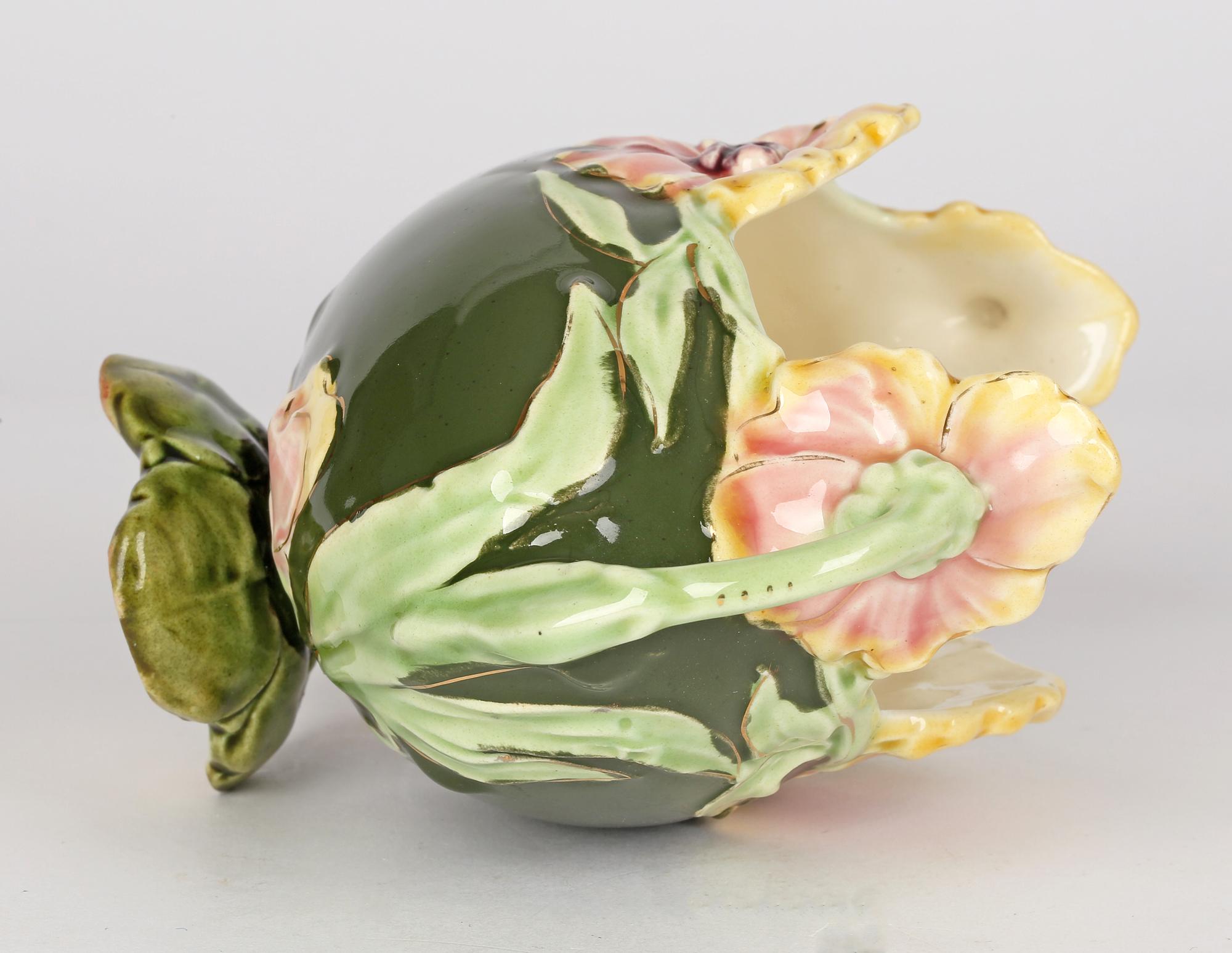 Glazed Eichwald Attributed Twin Handled Majolica Floral Planter