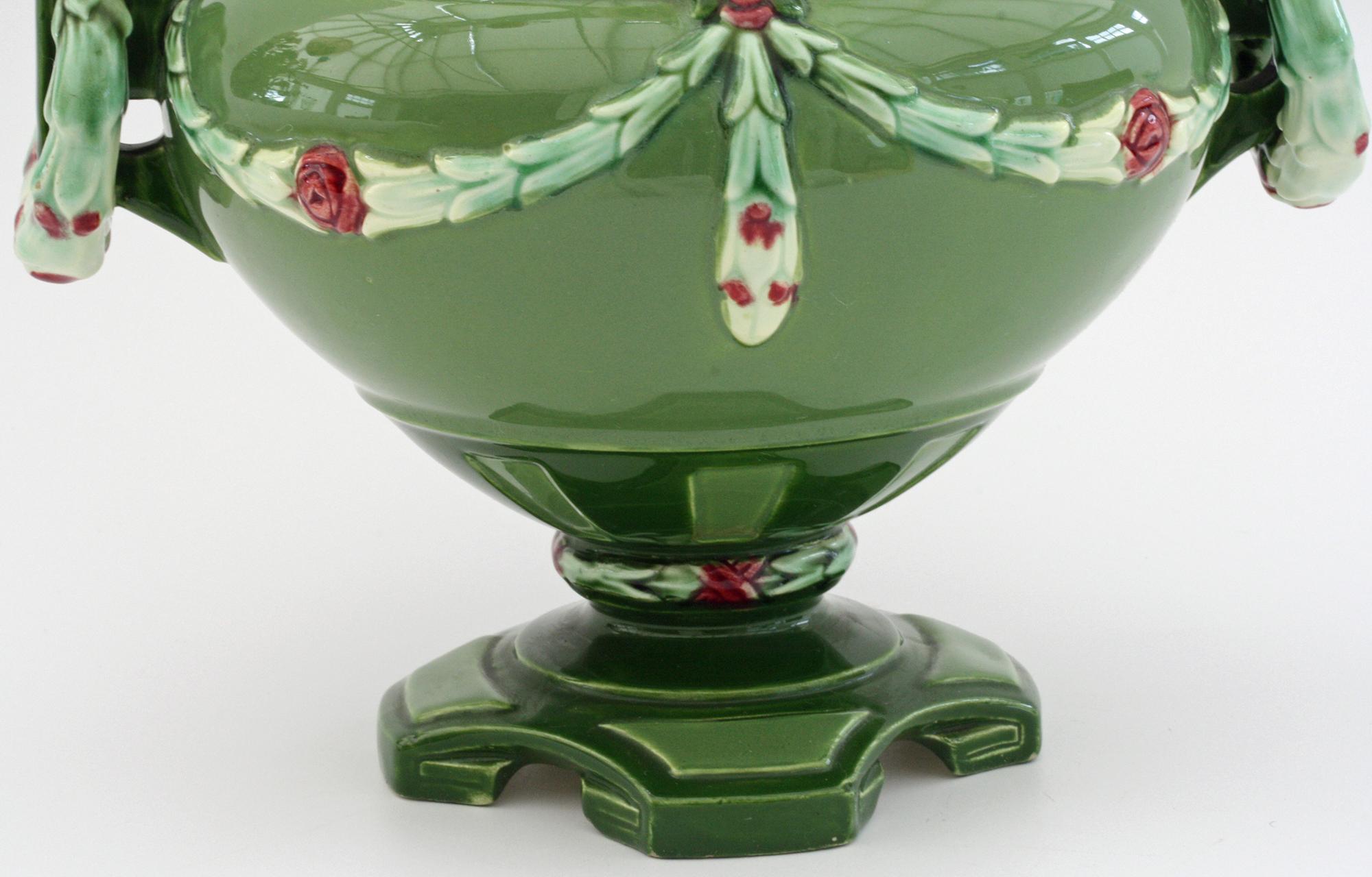 Early 20th Century Eichwald Secessionist Majolica Art Pottery Urn Shaped Vase, 1910
