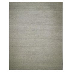 Tapis oriental moderne Eider White Grass Design noué à la main, ton pure laine sur ton