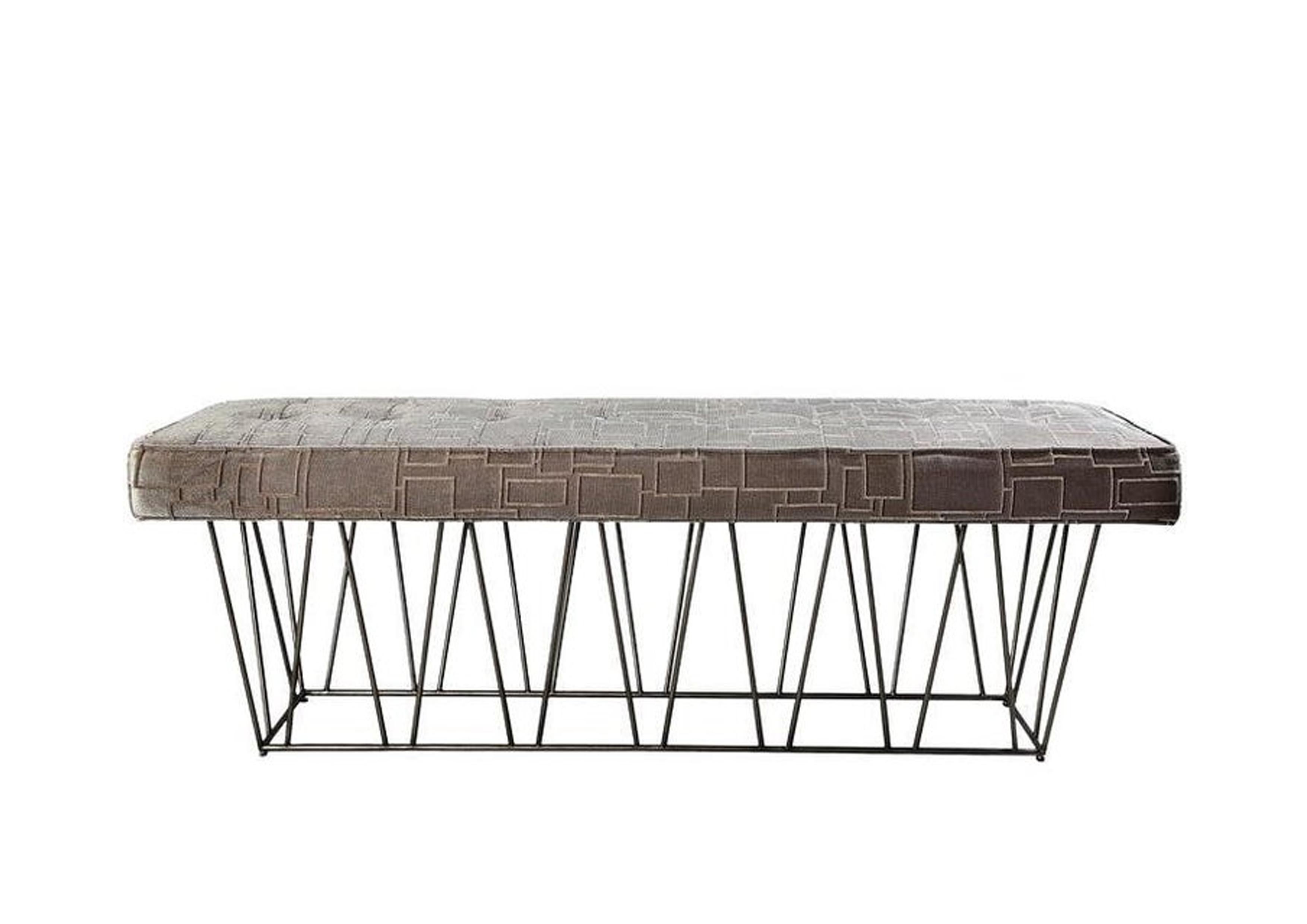 Eiffel, Bench in Hand Patinated Silver Leaf on Steel and Padded Seat