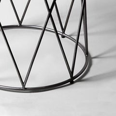 Eiffel, Side Table in Grey Sycamore and Hand Patinated Silver Leaf on Steel