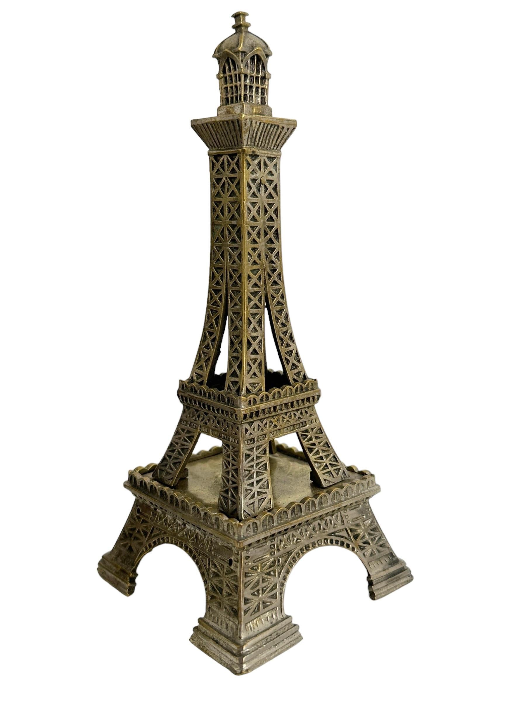 Art Nouveau Eiffel Tower Cigar Cutter and Matchstick Stand Antique France 1900s