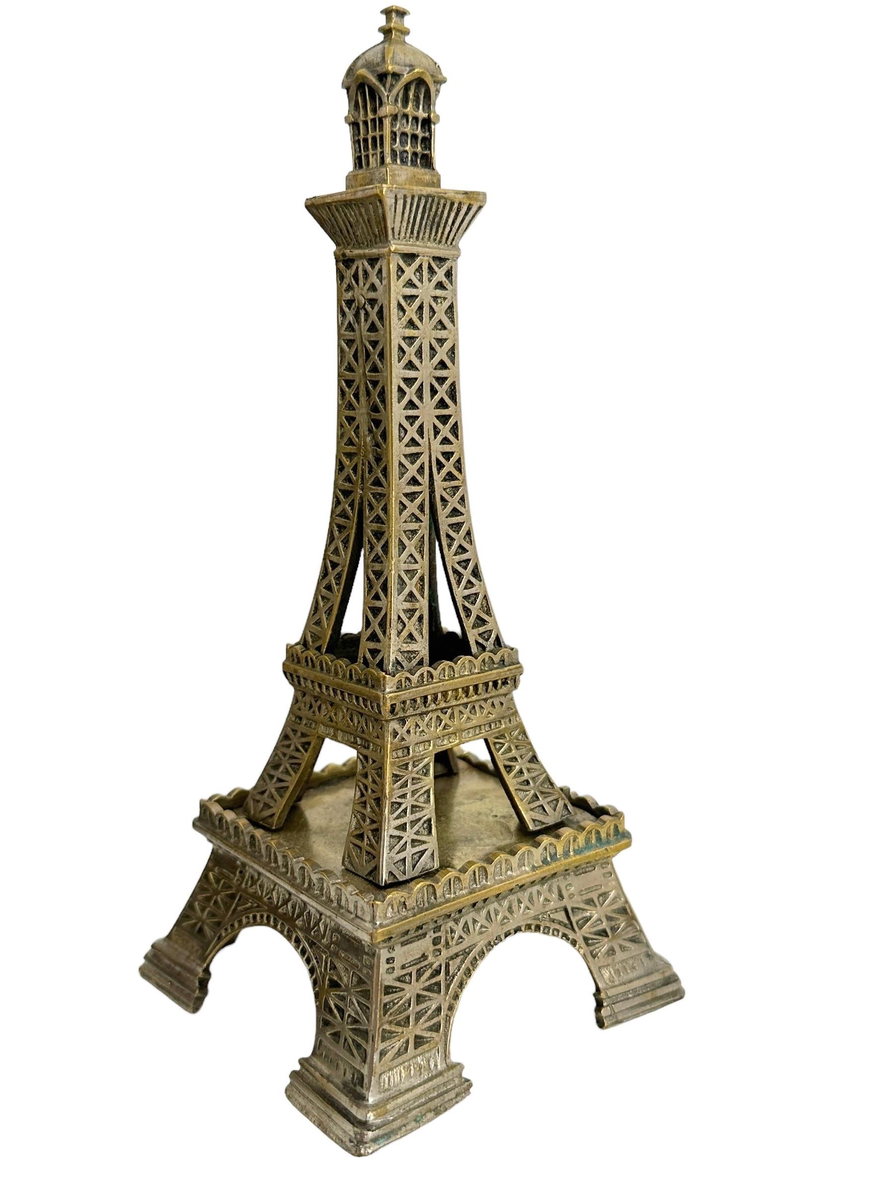 German Eiffel Tower Cigar Cutter and Matchstick Stand Antique France 1900s