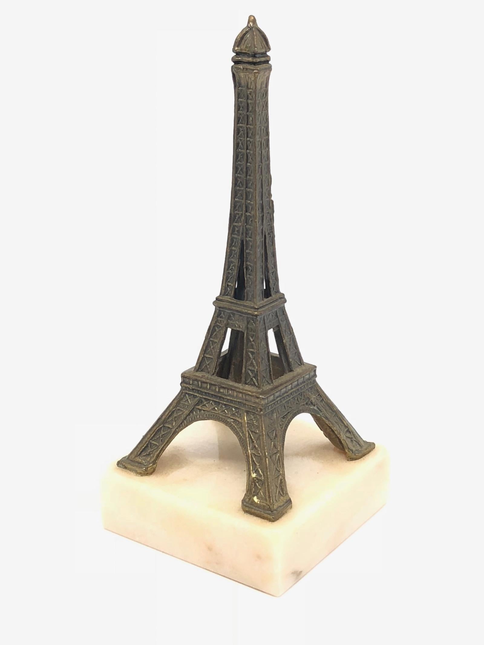 Art Deco Eiffel Tower French 1930s Souvenir Building Architectural Model on Marble Base