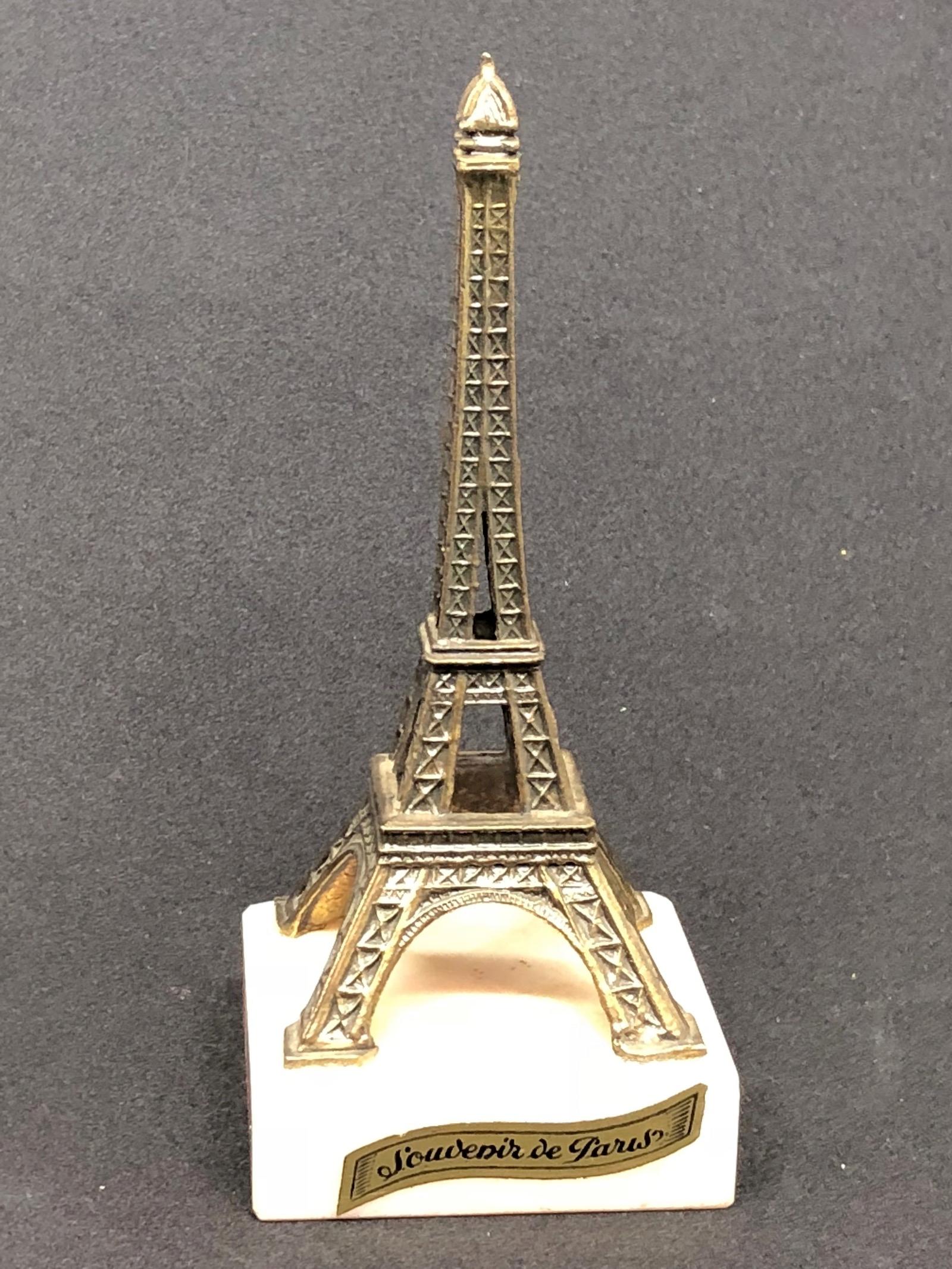 Mid-20th Century Eiffel Tower French 1930s Souvenir Building Architectural Model on Marble Base