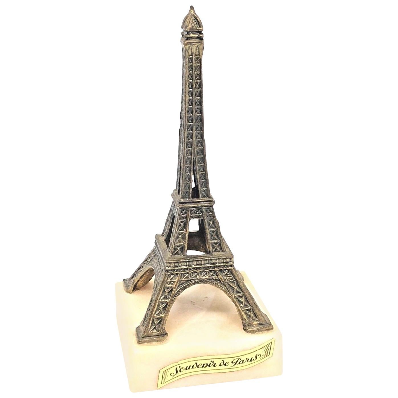 Eiffel Tower French 1930s Souvenir Building Architectural Model on Marble Base