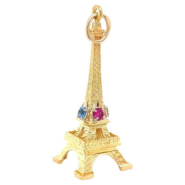 Eiffel Tower Gemset Gold Charm 