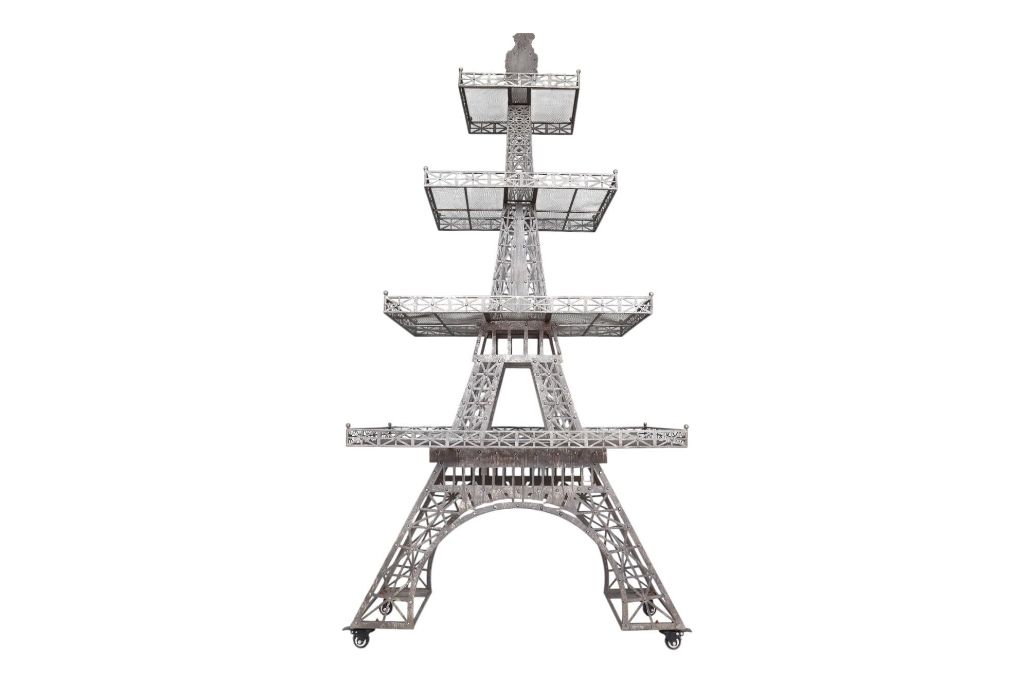 French Provincial Eiffel Tower Metal Etagere For Sale