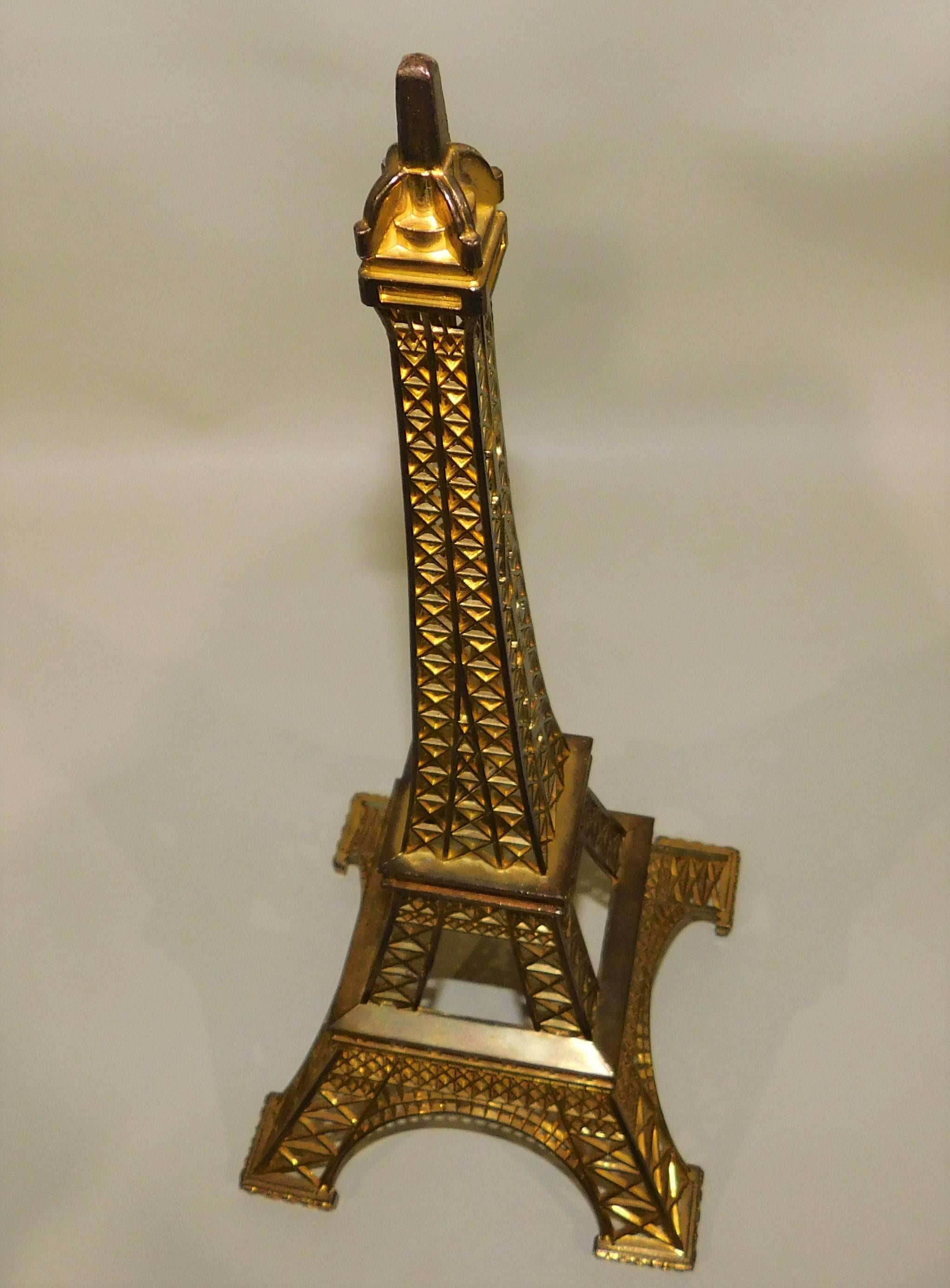 Eiffel Tower Paris France Gilt Metal Display Model Souvenir In Excellent Condition In Hamilton, Ontario