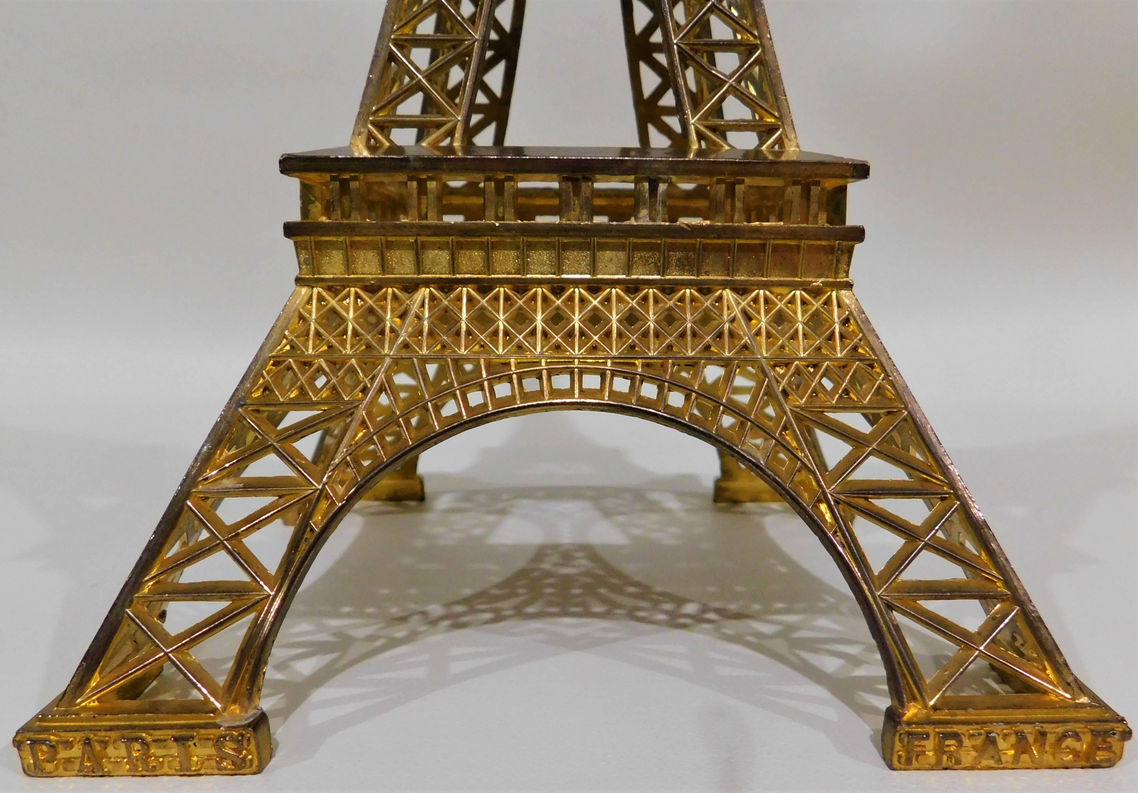Eiffel Tower Paris France Gilt Metal Display Model Souvenir 1