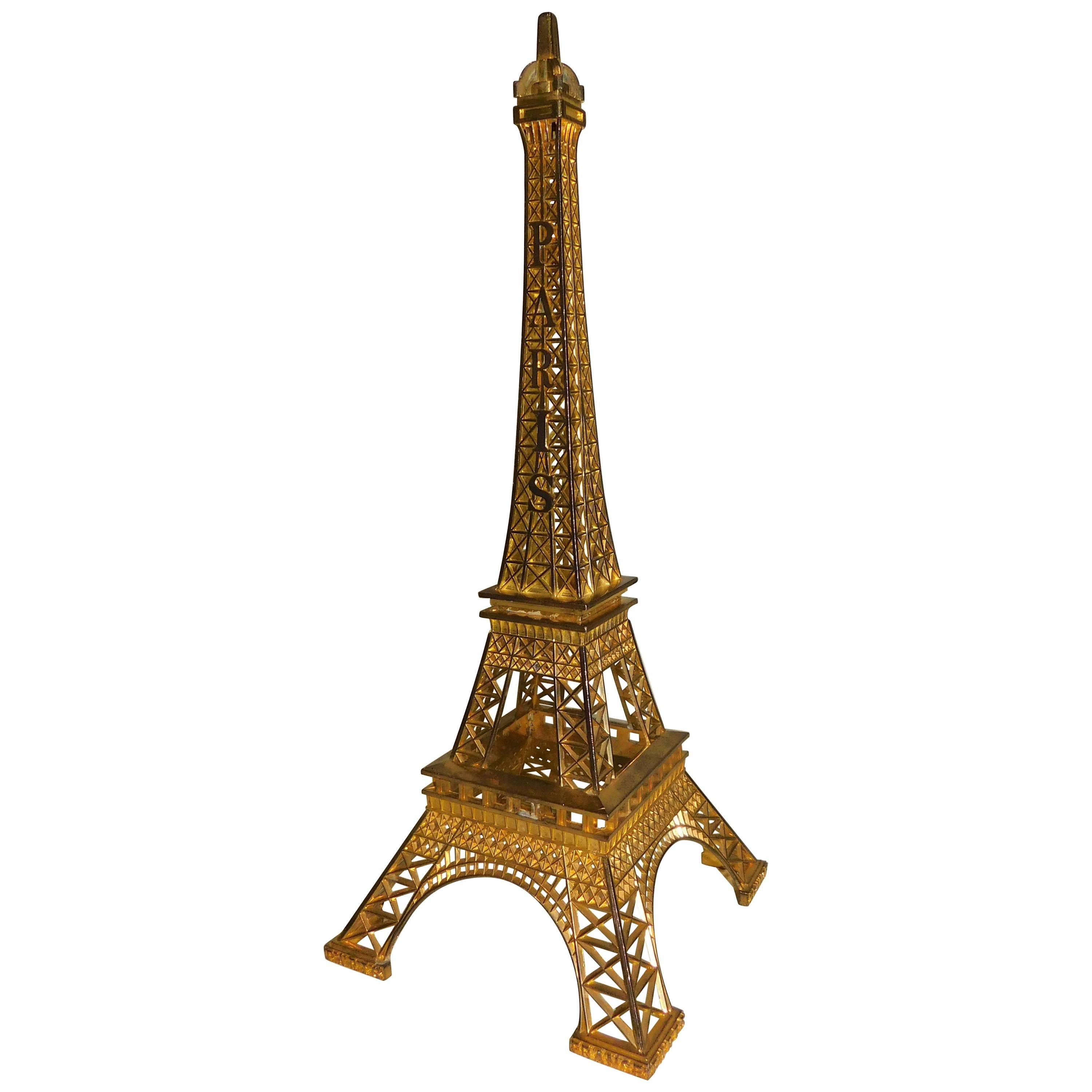 Eiffel Tower Paris France Gilt Metal Display Model Souvenir