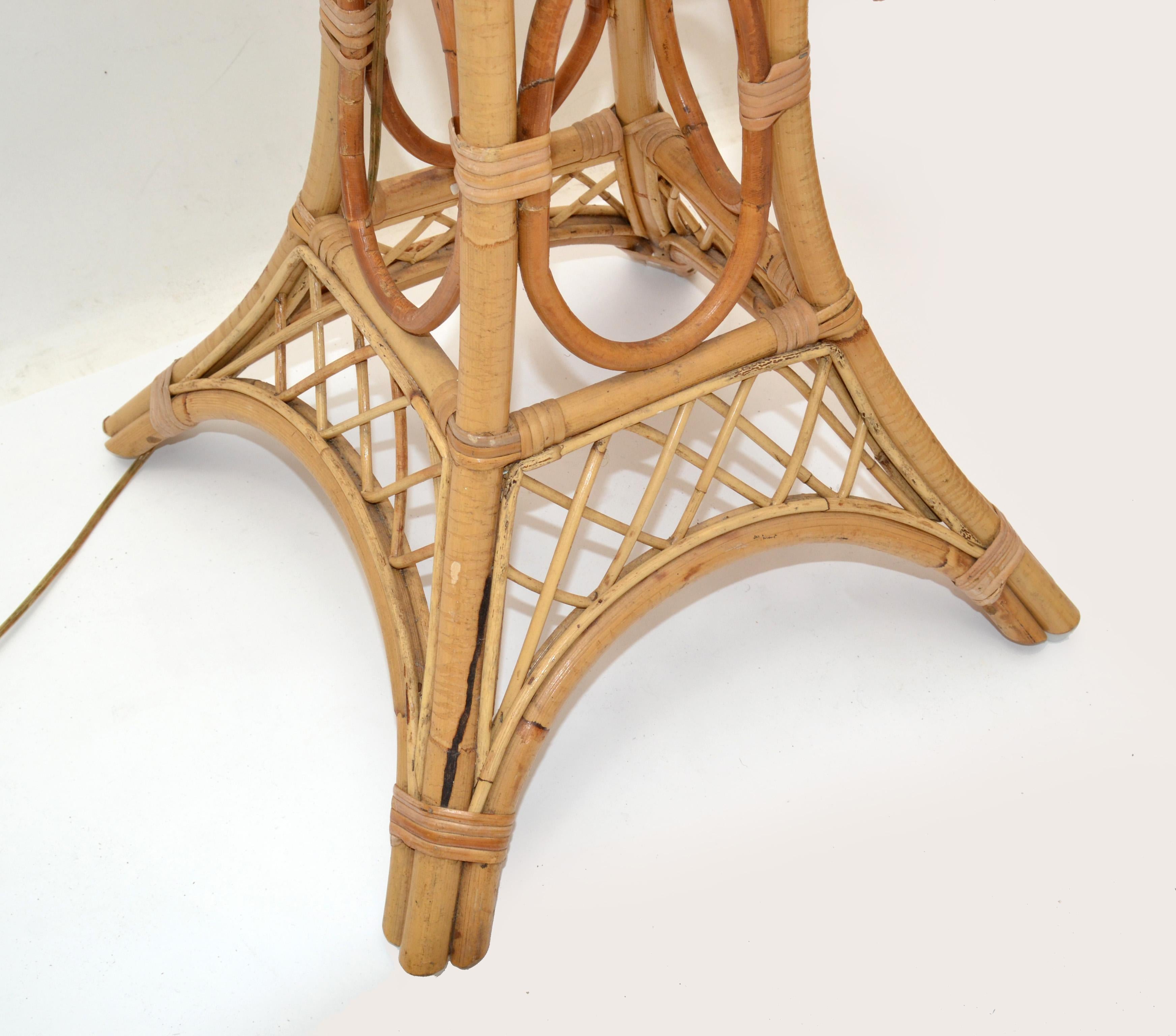 Eiffel Tower Paris Pencil Reed & Bend Bamboo Mid-Century Modern Floor Lamp 1970 For Sale 2