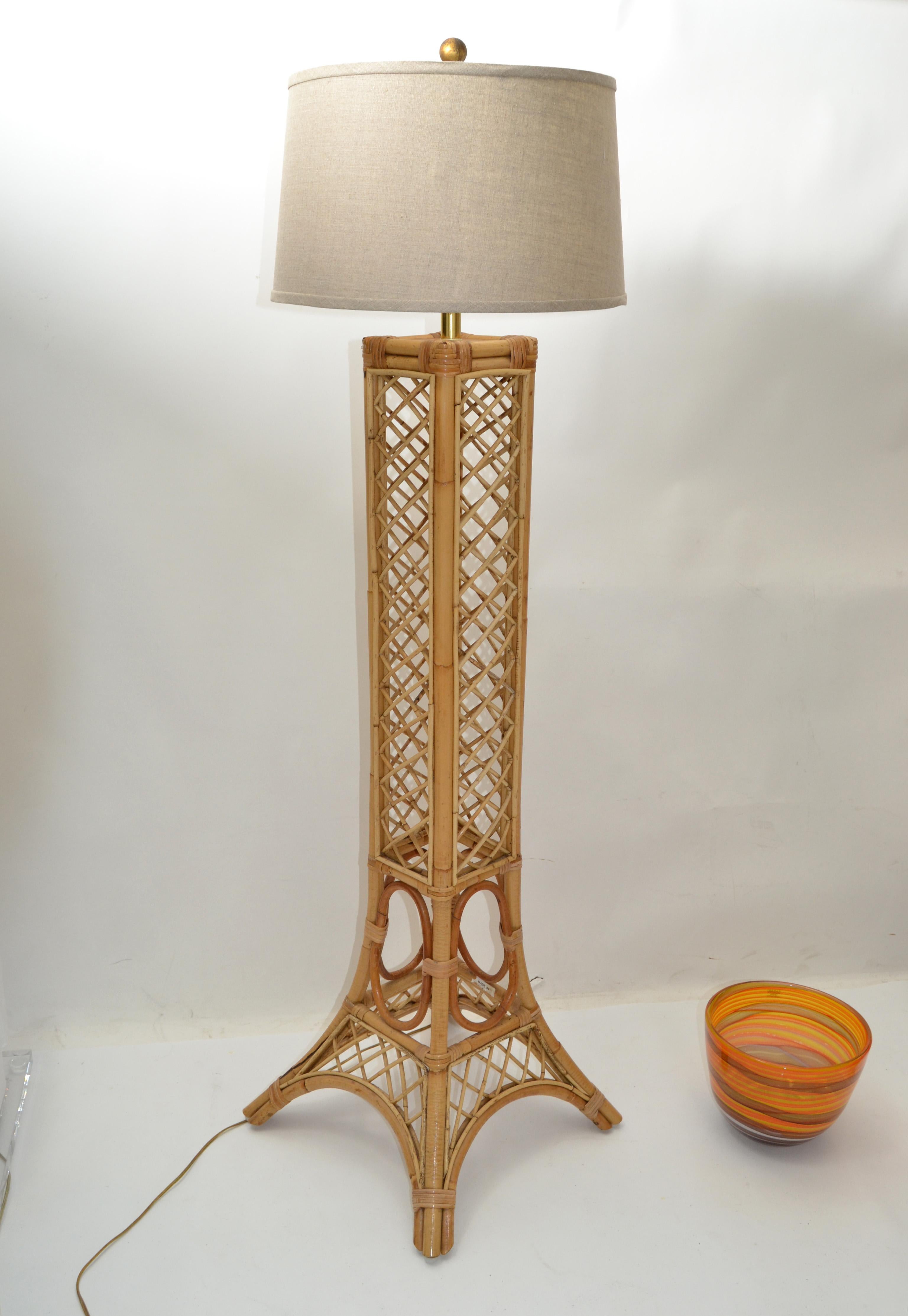 Eiffel Tower Paris Pencil Reed & Bend Bamboo Mid-Century Modern Floor Lamp 1970 For Sale 4