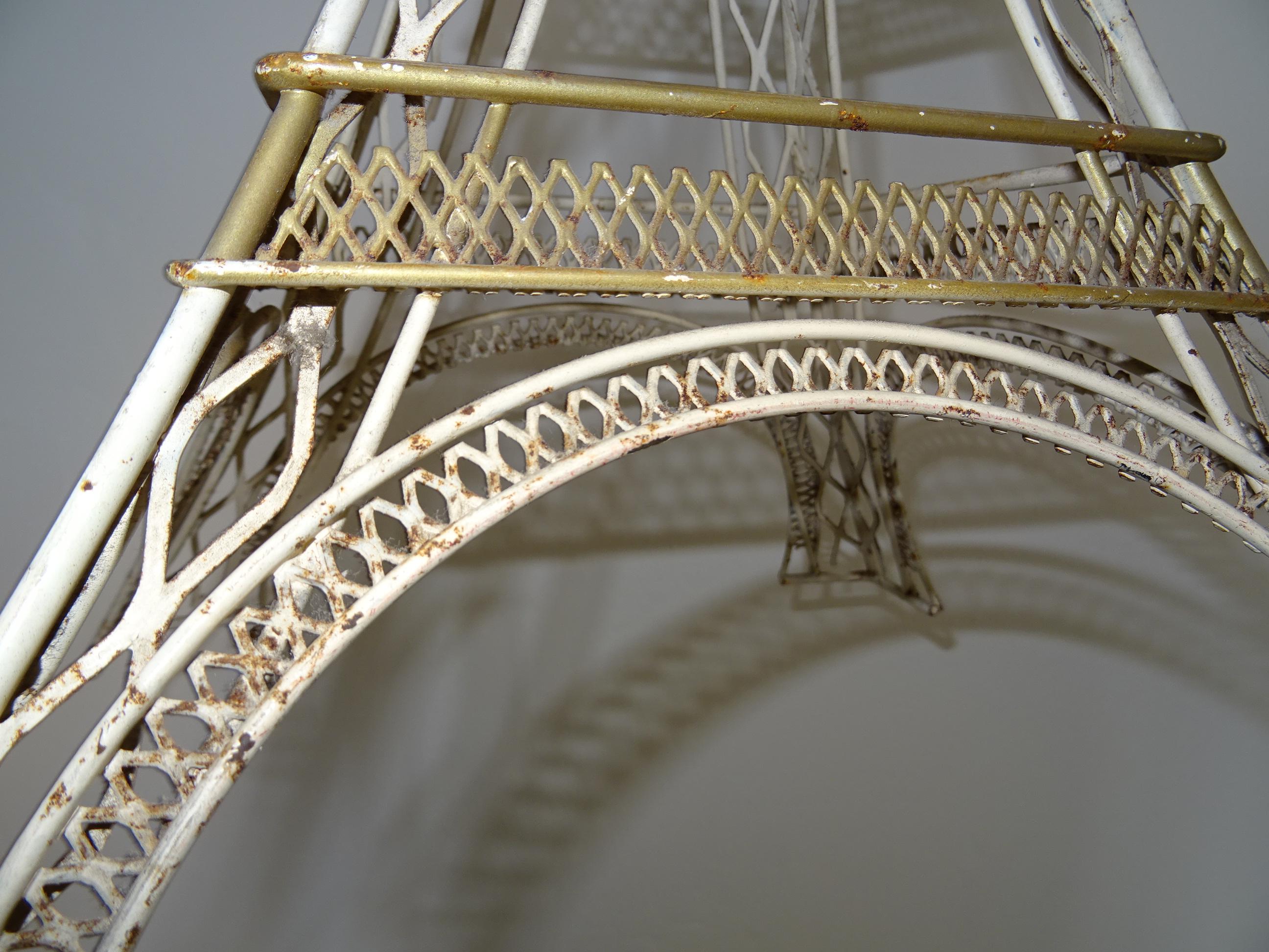 French Eiffel Tower Tole Cream & Gold Paris Chandelier circa 1940 One of a Kind For Sale 4