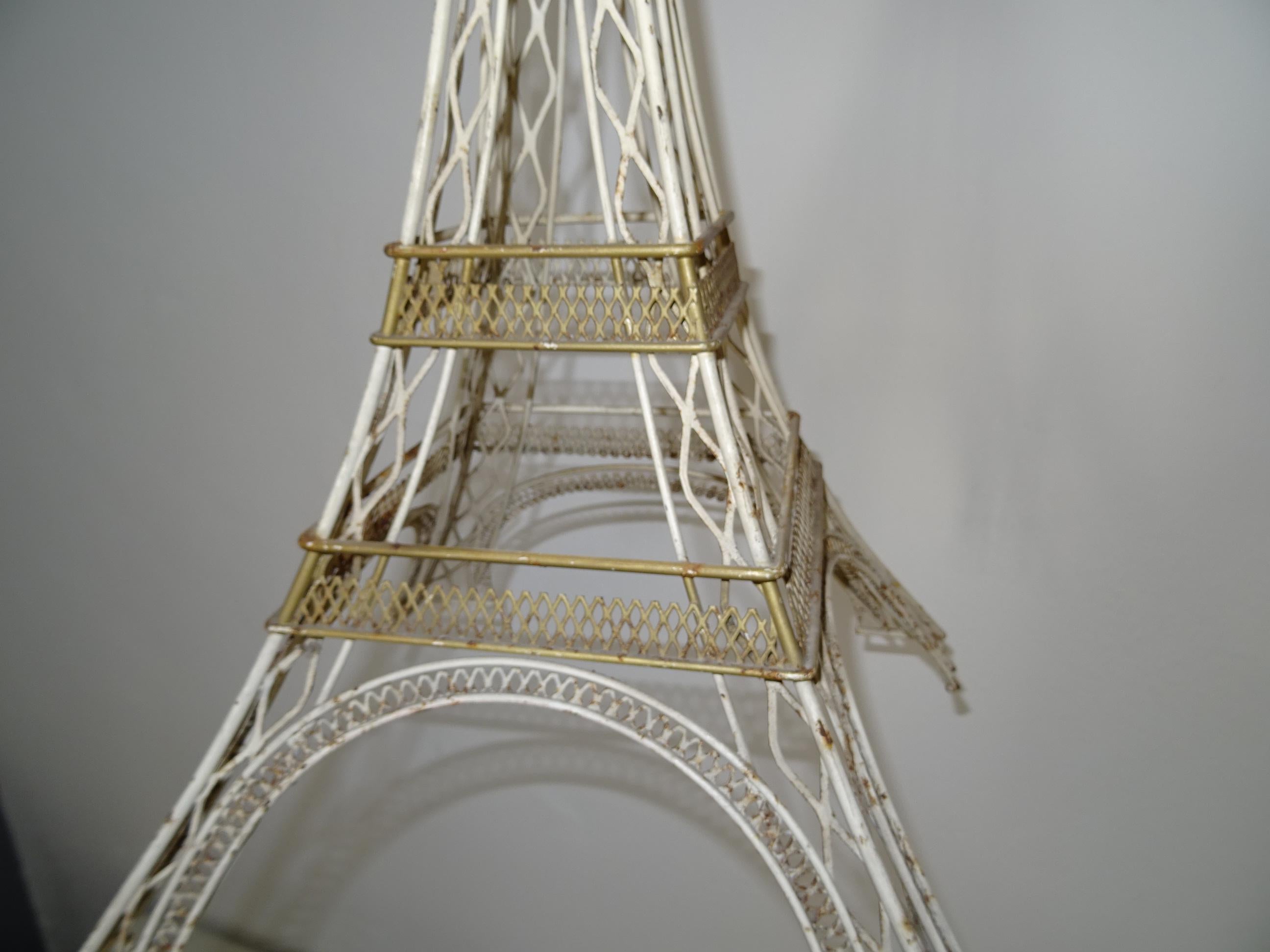 French Eiffel Tower Tole Cream & Gold Paris Chandelier circa 1940 One of a Kind For Sale 1