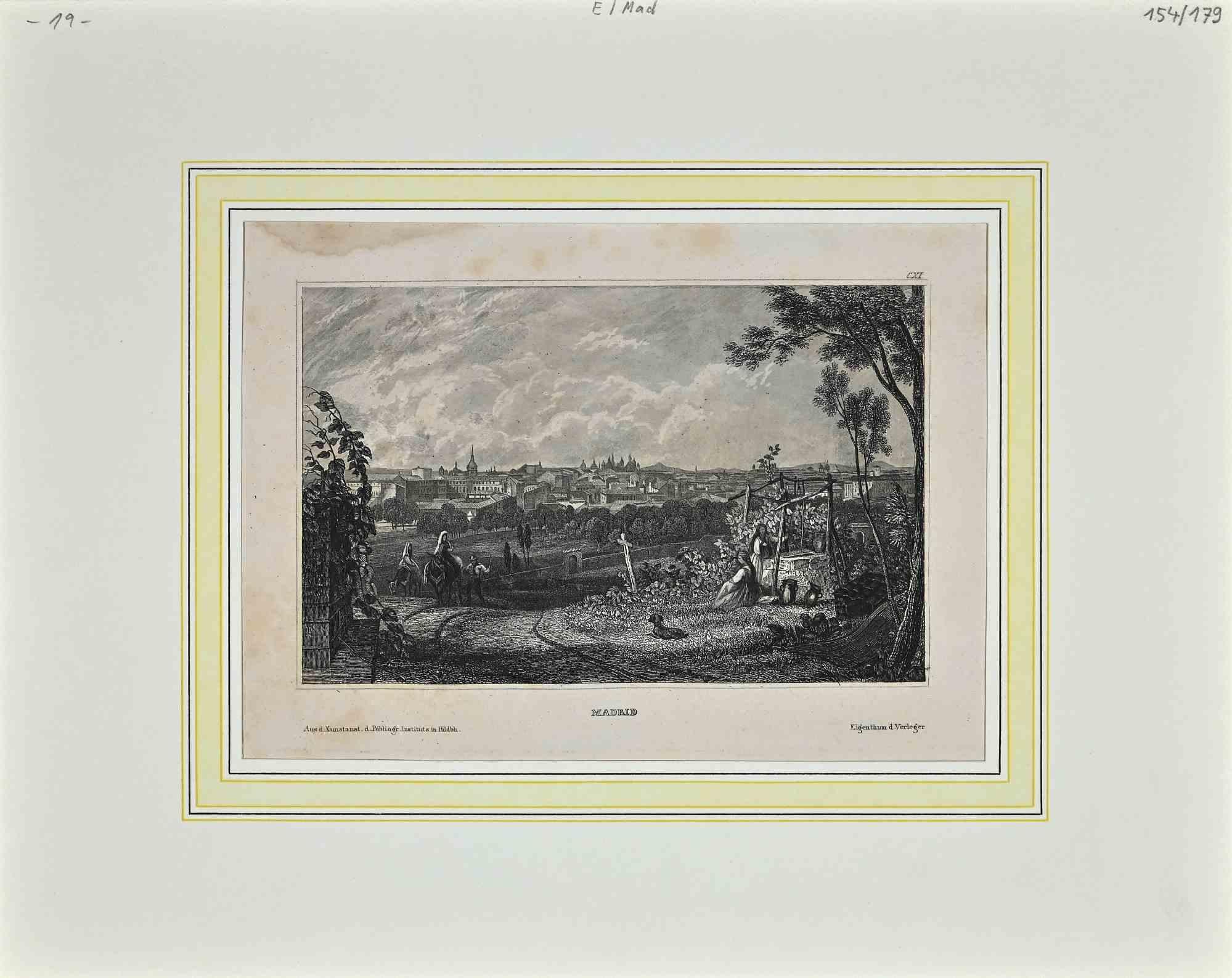 Ancient View of Madrid is an original lithograph on paper realized by Eigenthum d. Verleger in The 19th Century.

Signed on the plate on the lower right corner.

Original lithograph on paper. 

Titled on the lower center.

Good condition with a