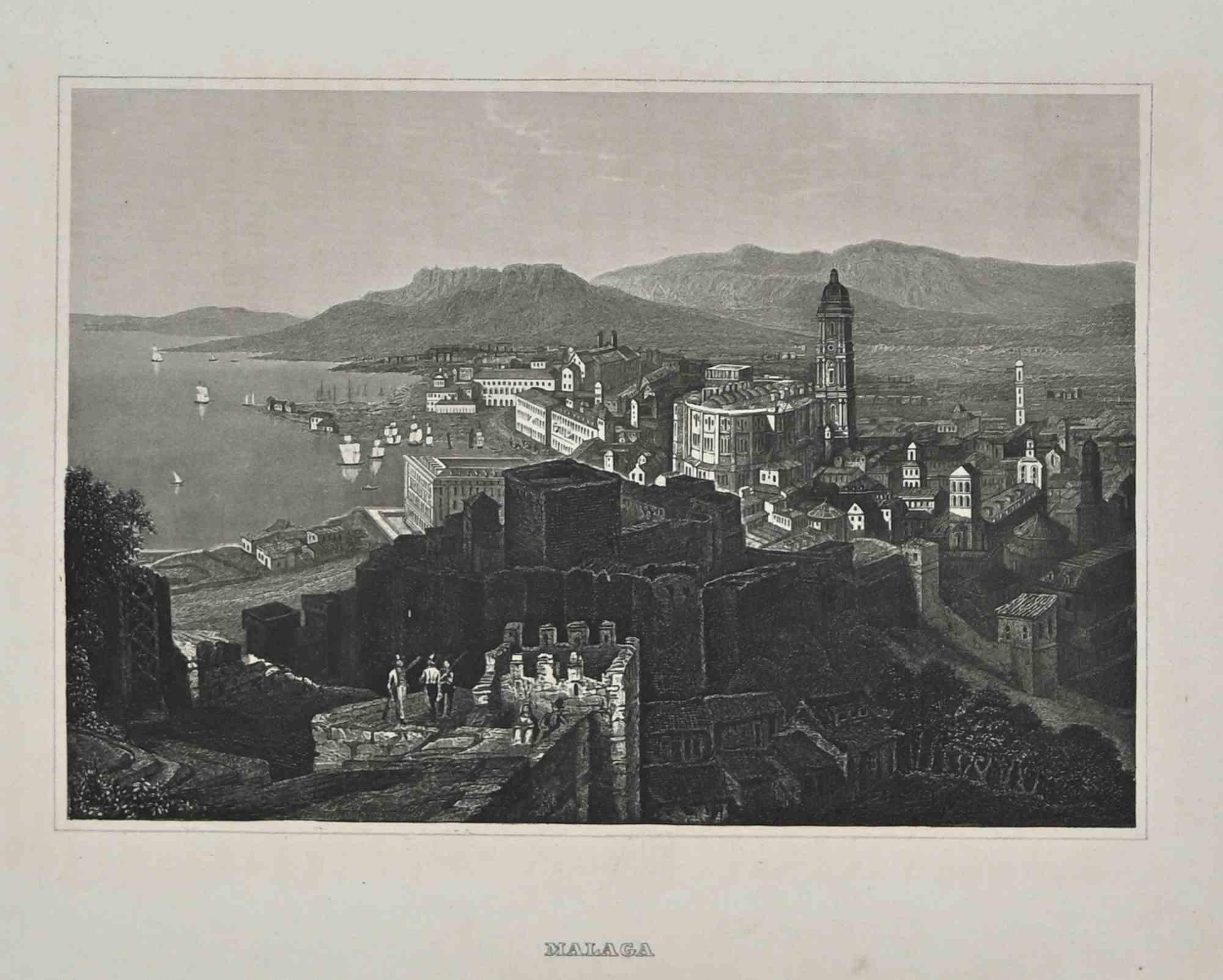 View of Malaga - Original Lithograph by Eigenthum d. Verleger - 19th Century For Sale 1