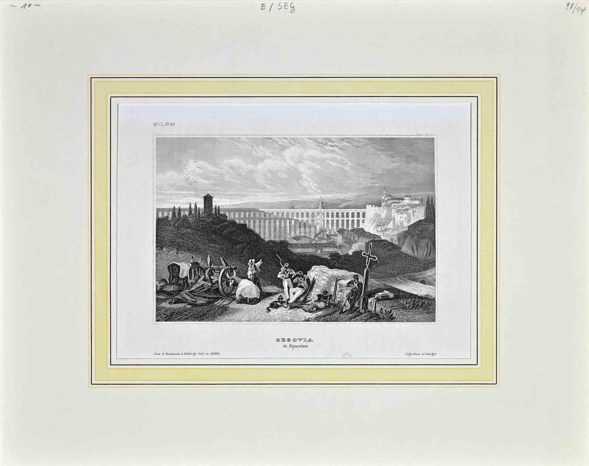 View of Segovia - Original Lithograph by Eigenthum d. Verleger - 19th Century For Sale 1