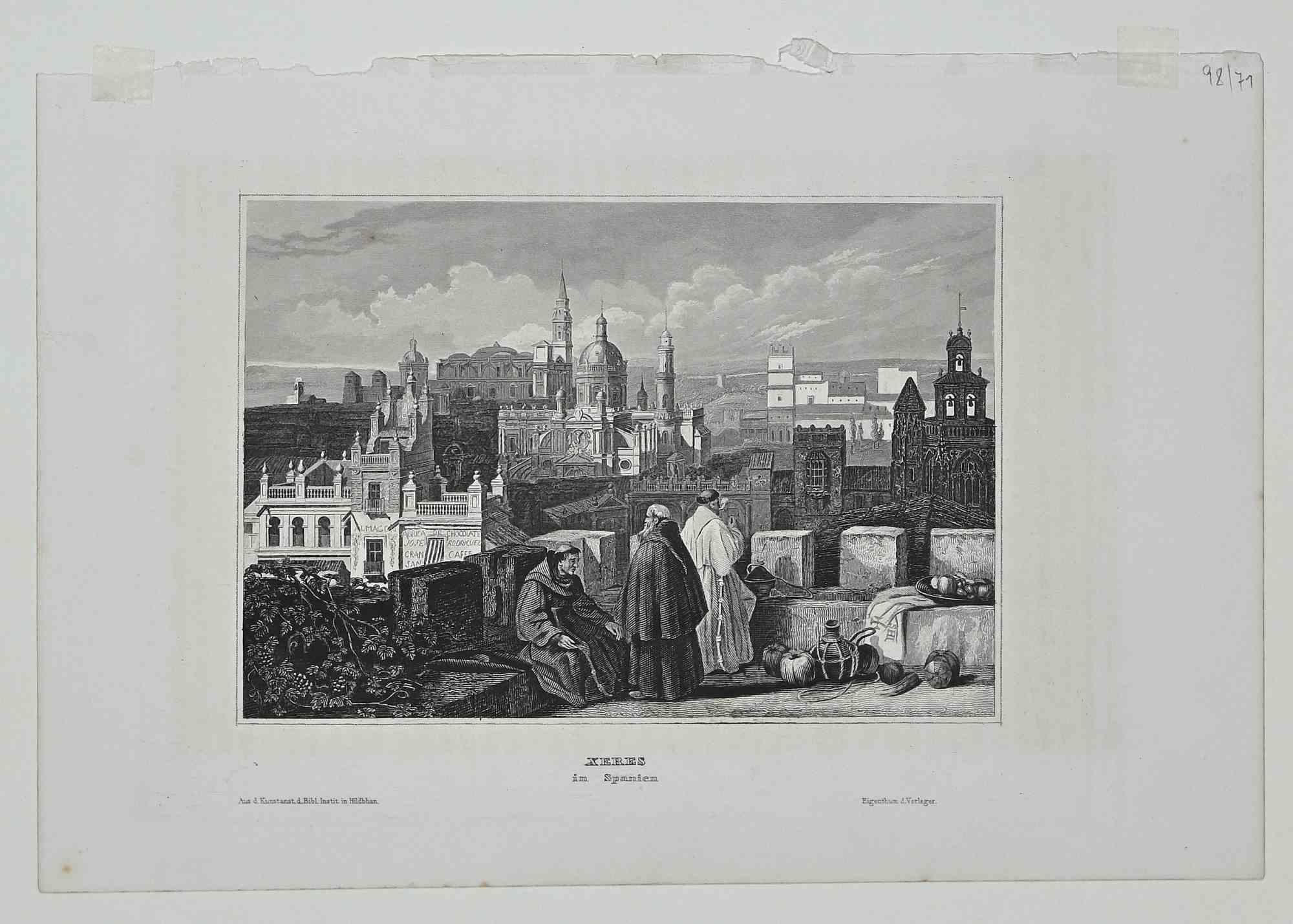 The View of Xeres in Spain is an original lithograph on paper realized by Eigenthum d. Verleger in The 19th Century.

Signed on the plate on the lower right corner.

Original lithograph on paper. 

Titled on the lower center.

Passepartout included