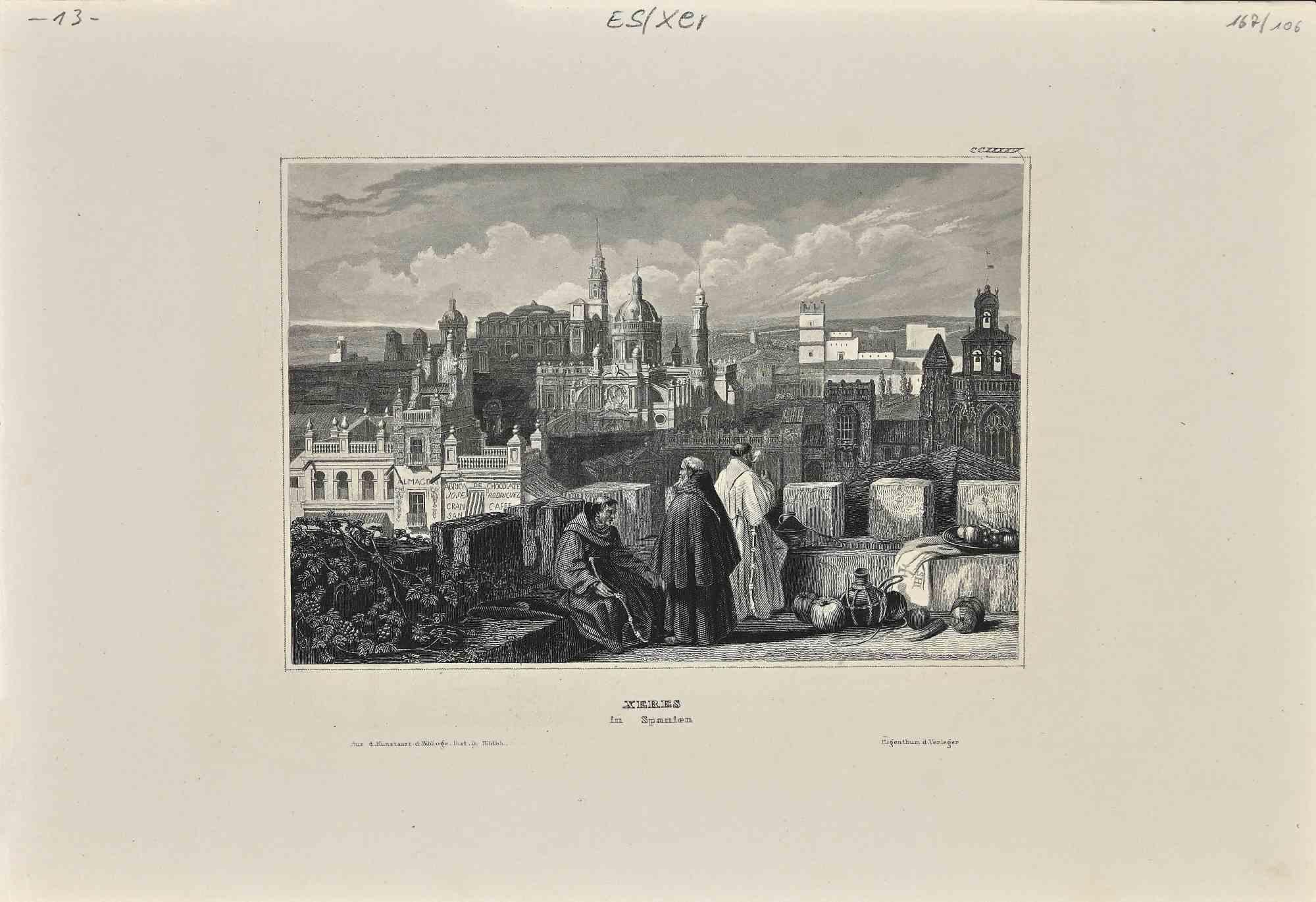 The View of Xeres in Spain is an original lithograph on paper realized by Eigenthum d. Verleger in The 19th Century.

Signed on the plate on the lower right corner.

Original lithograph on paper. 

Titled on the lower center.

Passepartout included