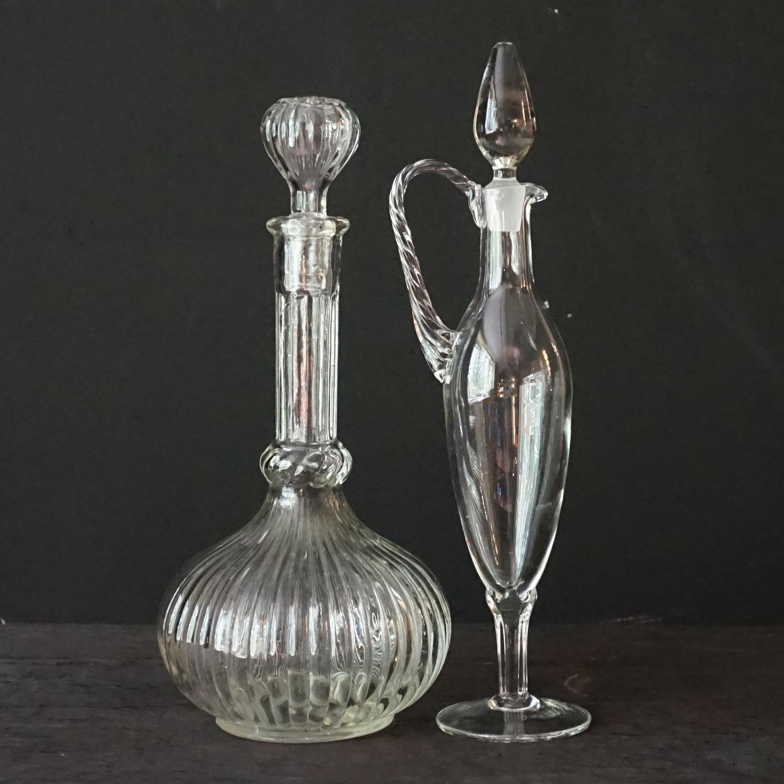 Eight 1960s Clear Glass Italian Empoli Duck Dog Fish Decanters Bottles and Vases For Sale 5