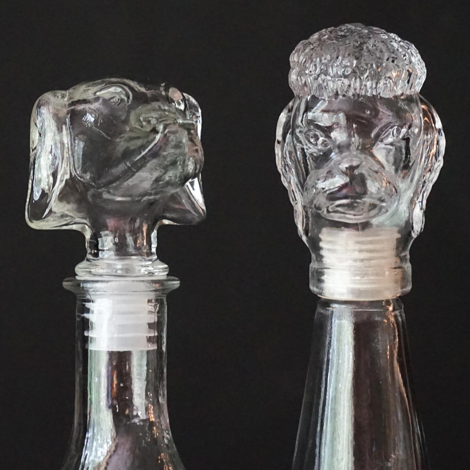 Italienische Empoli Duck Dog-Fischkaraffenflaschen und Vasen aus klarem Glas, acht 1960er Jahre im Angebot 2