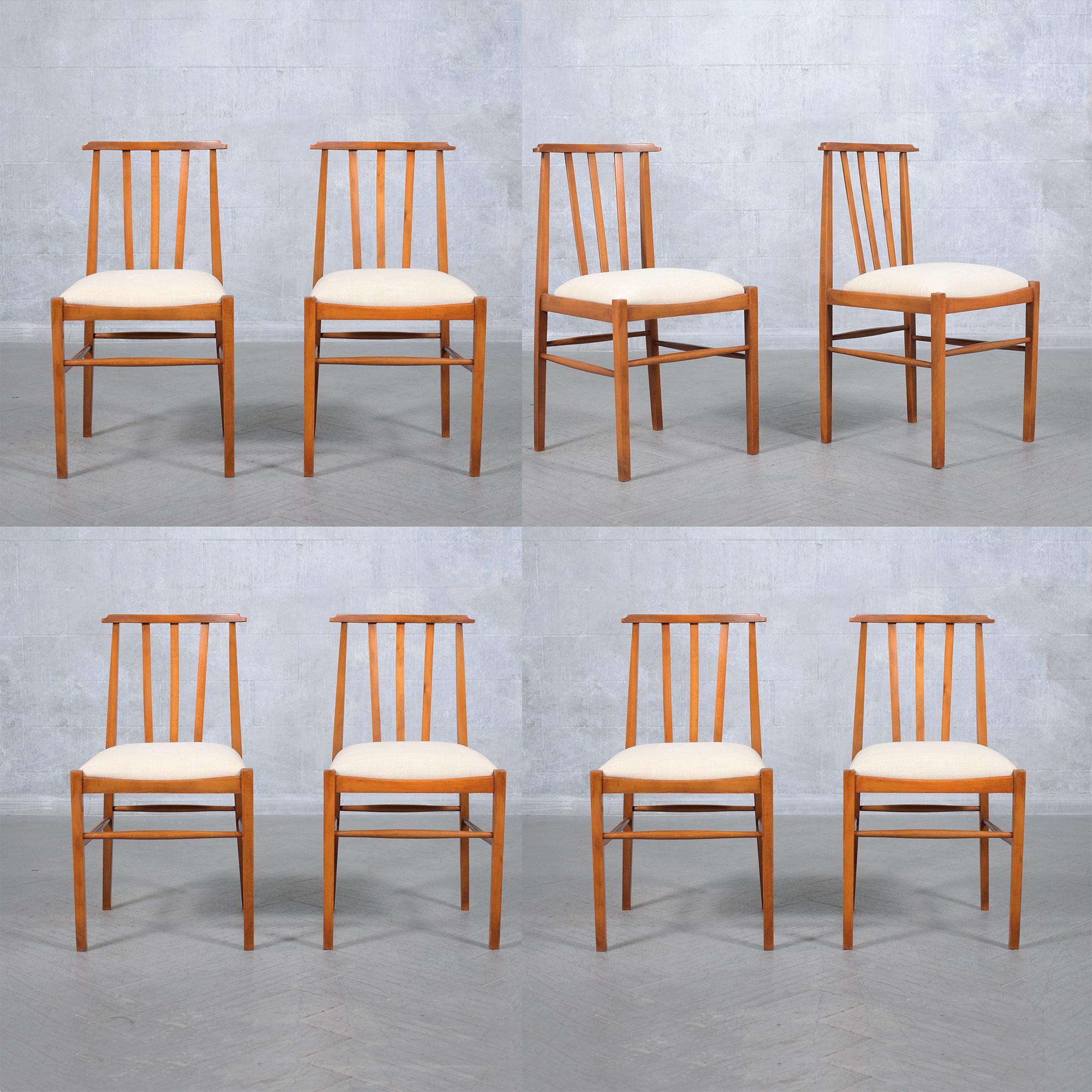 Satz von acht modernen Vintage-Esszimmerstühlen, 1960er Jahre, fachmännisch restauriert (Moderne der Mitte des Jahrhunderts) im Angebot