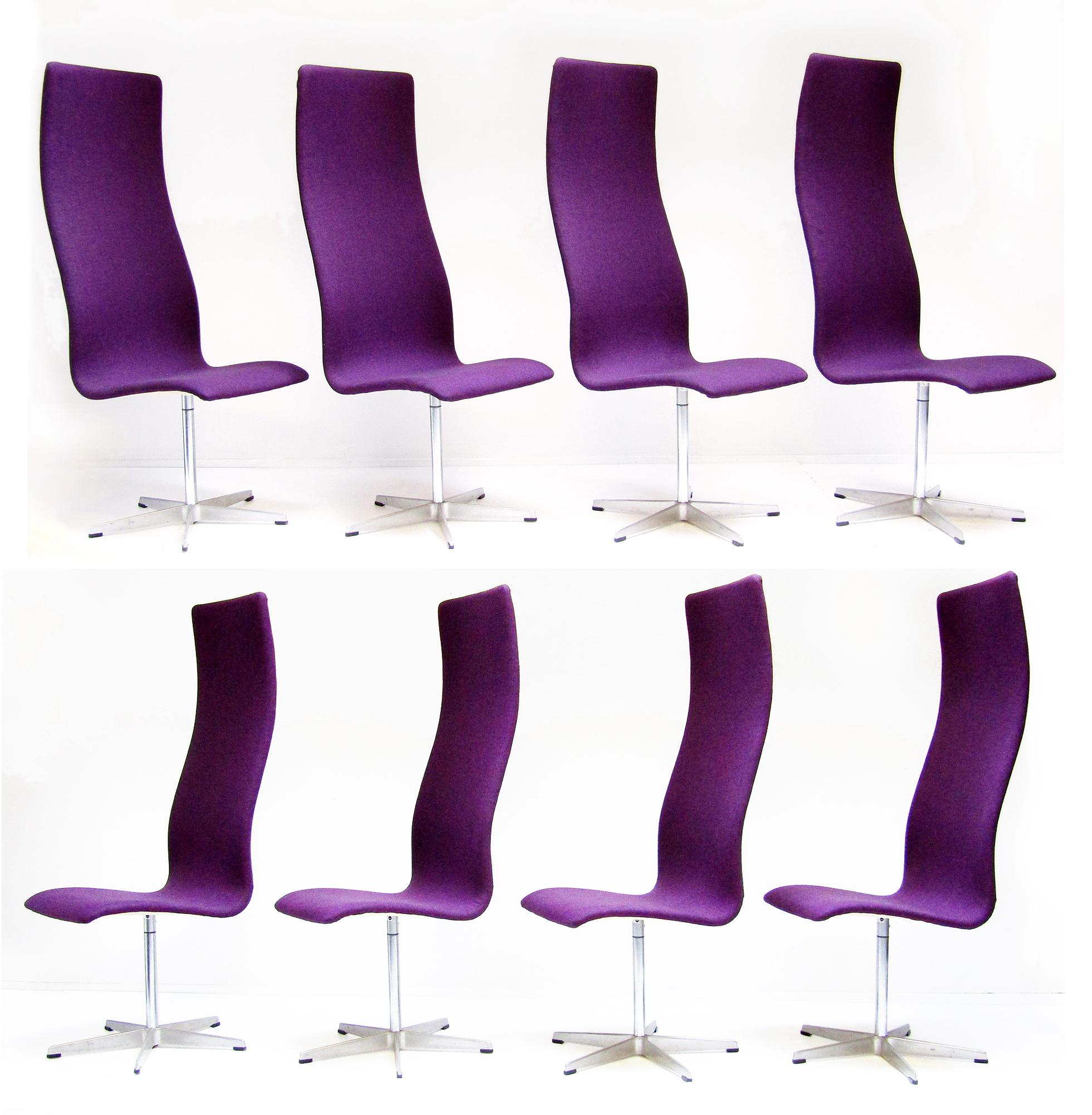 Eight 1960s High Back Oxford Chairs by Arne Jacobsen for Fritz Hansen For Sale 9