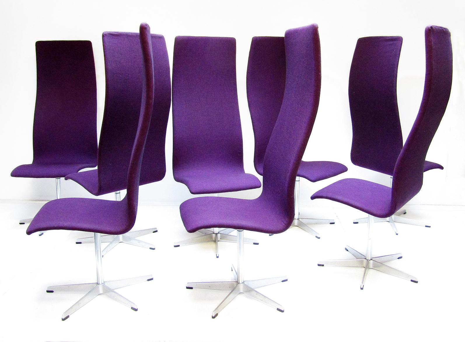 20th Century Eight 1960s High Back Oxford Chairs by Arne Jacobsen for Fritz Hansen For Sale
