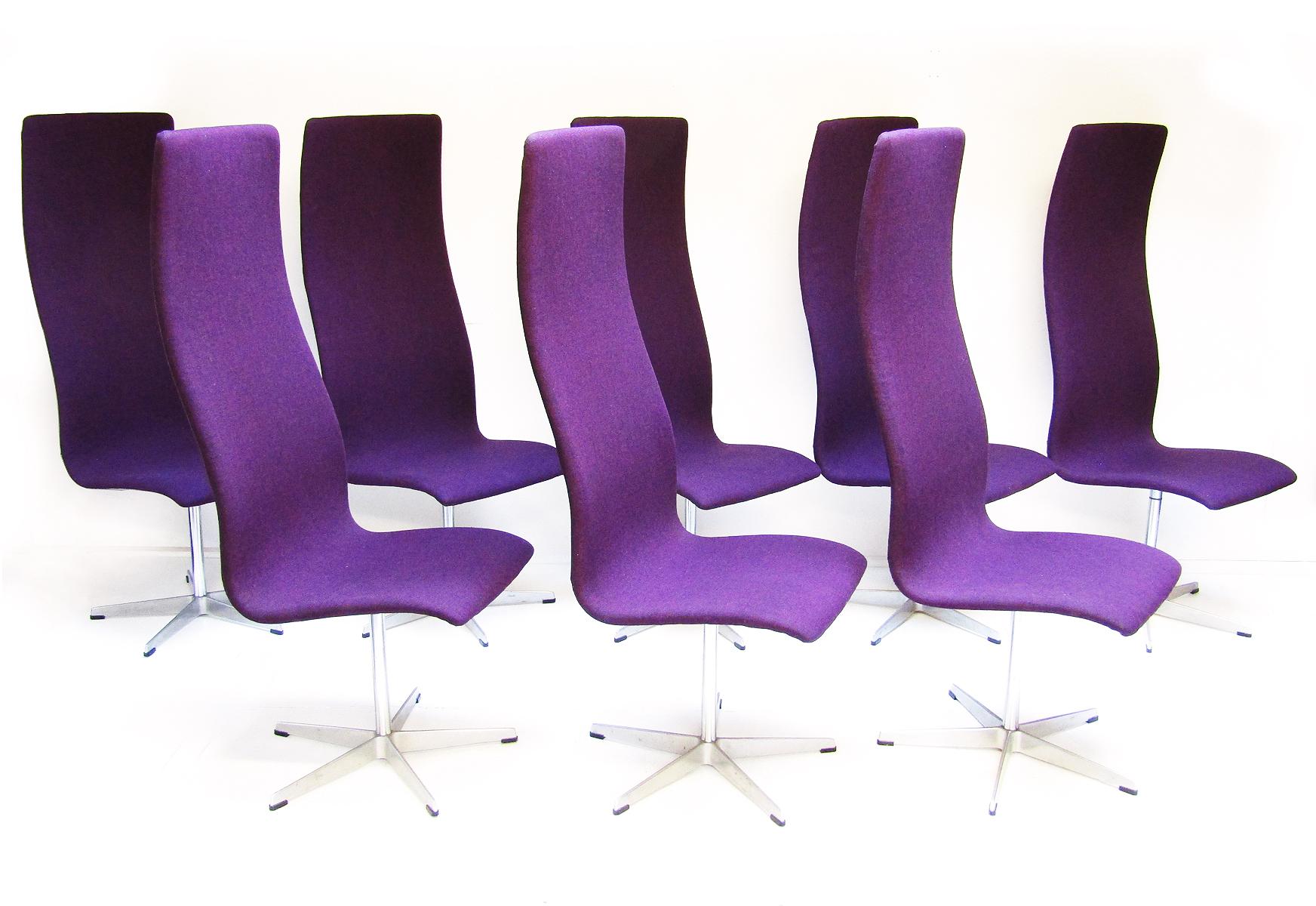 Eight 1960s High Back Oxford Chairs by Arne Jacobsen for Fritz Hansen For Sale 3