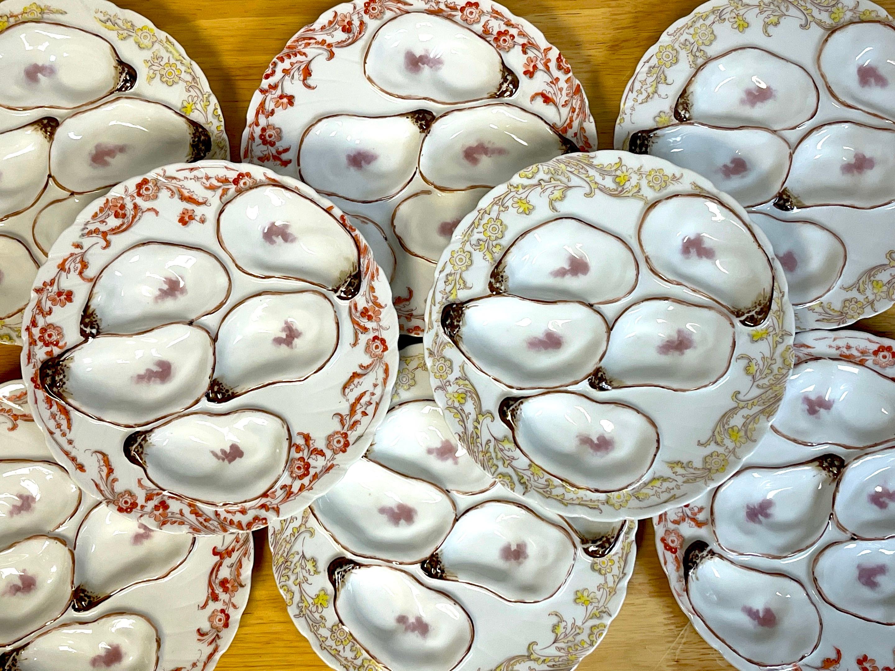 French Eight 19th C Havilland Limoges Aesthetic Movement Oyster Plates