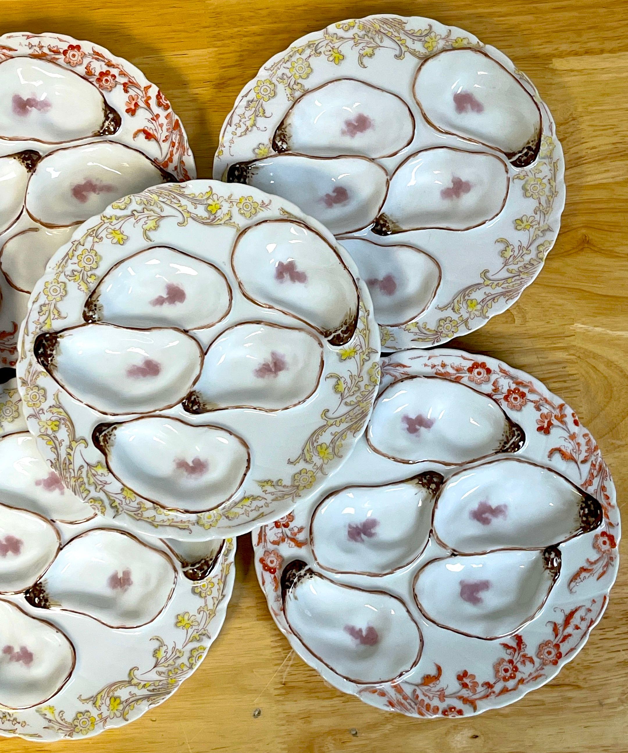 Eight 19th C Havilland Limoges Aesthetic Movement Oyster Plates In Good Condition In West Palm Beach, FL
