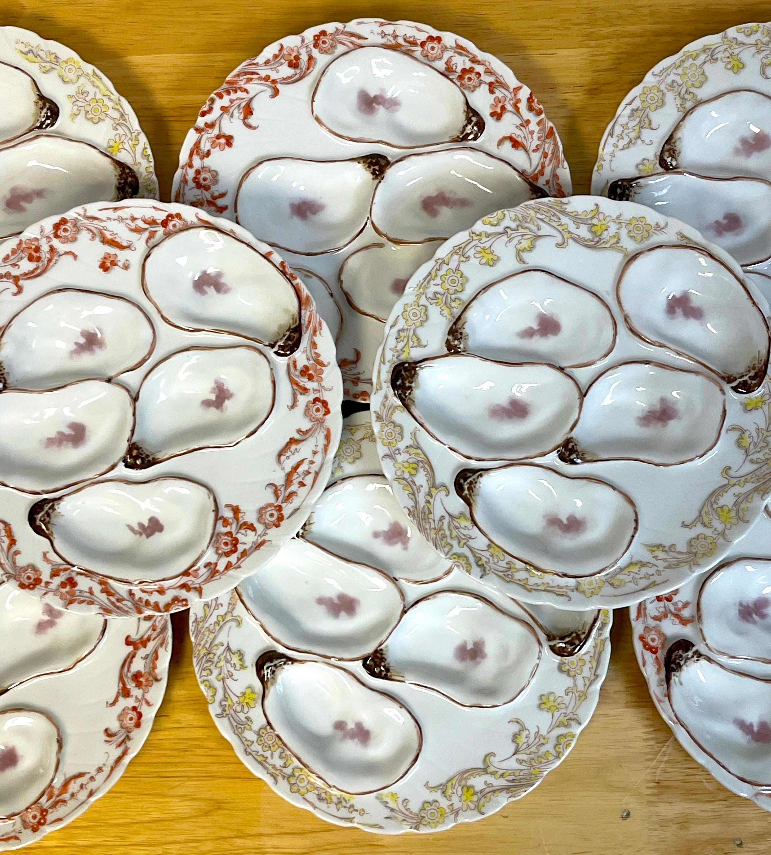 19th Century Eight 19th C Havilland Limoges Aesthetic Movement Oyster Plates