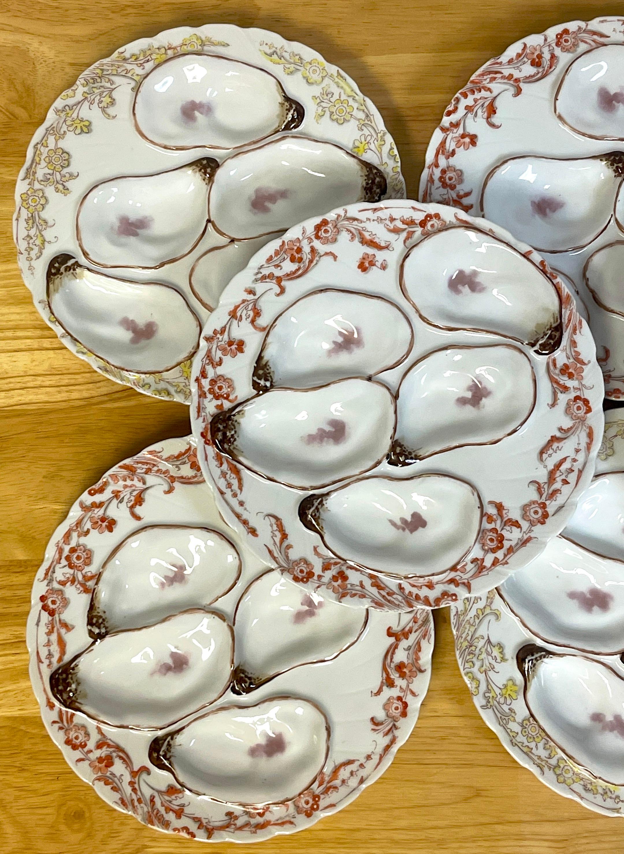 Porcelain Eight 19th C Havilland Limoges Aesthetic Movement Oyster Plates