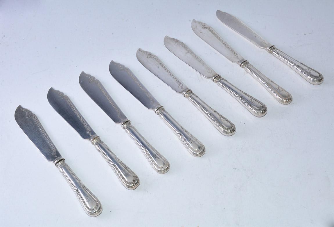 Belle Époque Eight 19th Century French Sterling Fish Forks and Knives