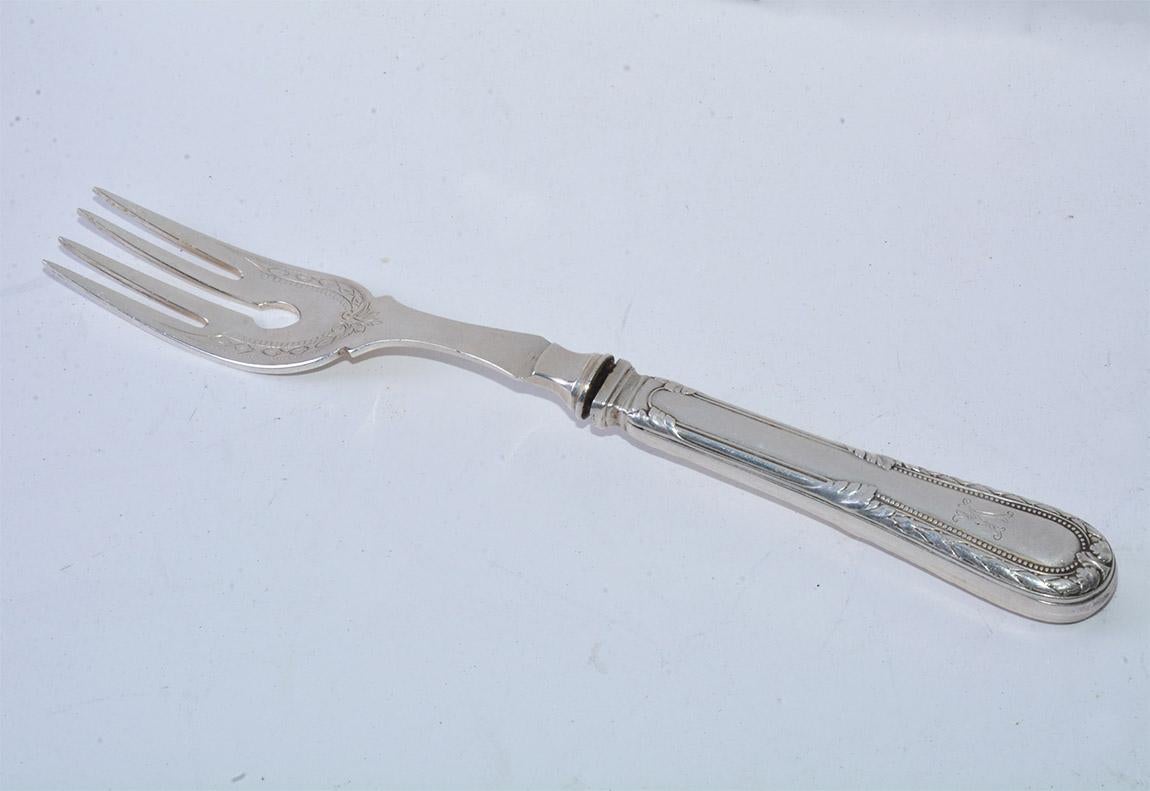 Eight 19th Century French Sterling Fish Forks and Knives 2