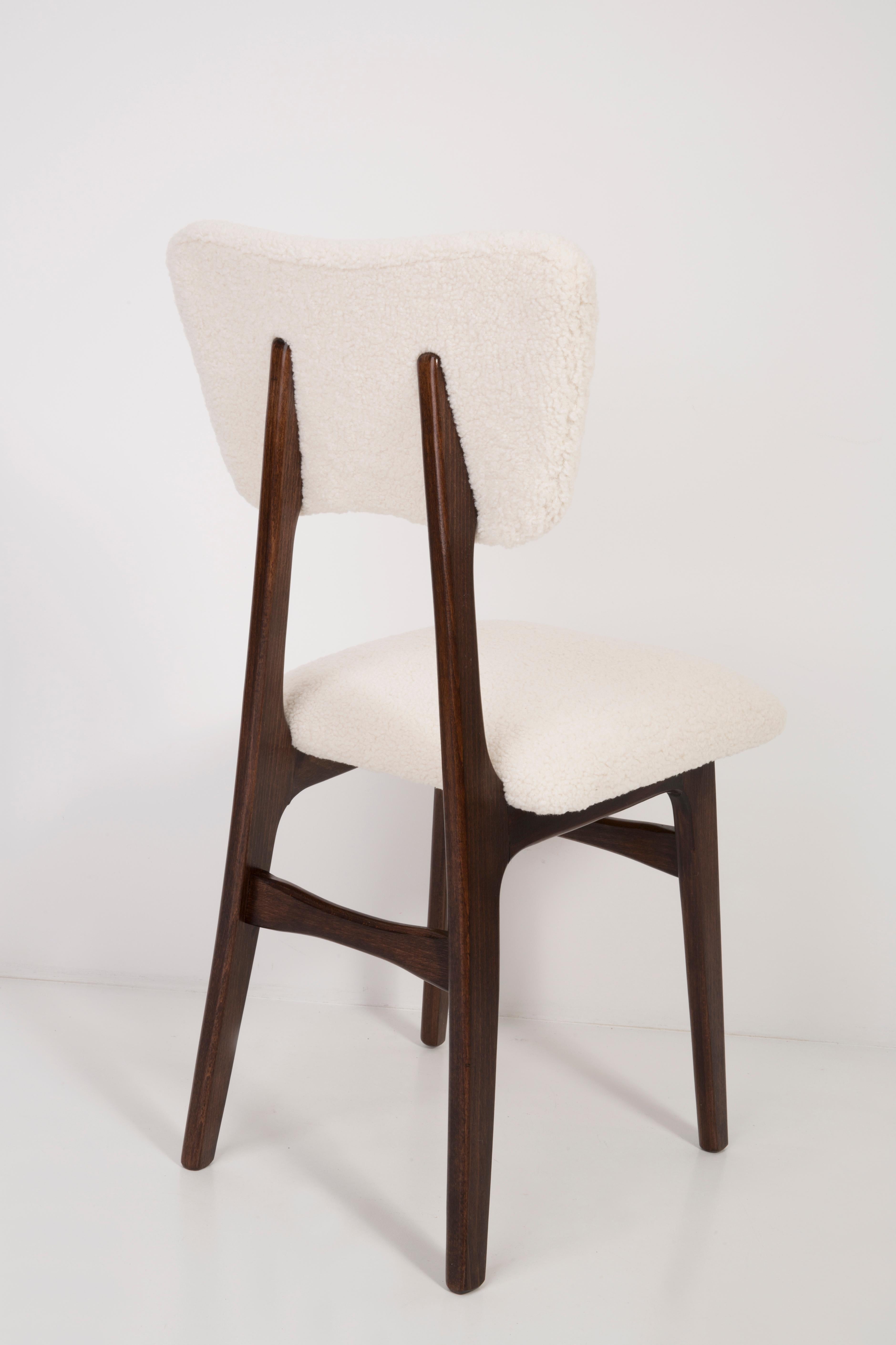 Polish Eight 20th Century Light Crème Boucle Chairs, 1960s For Sale