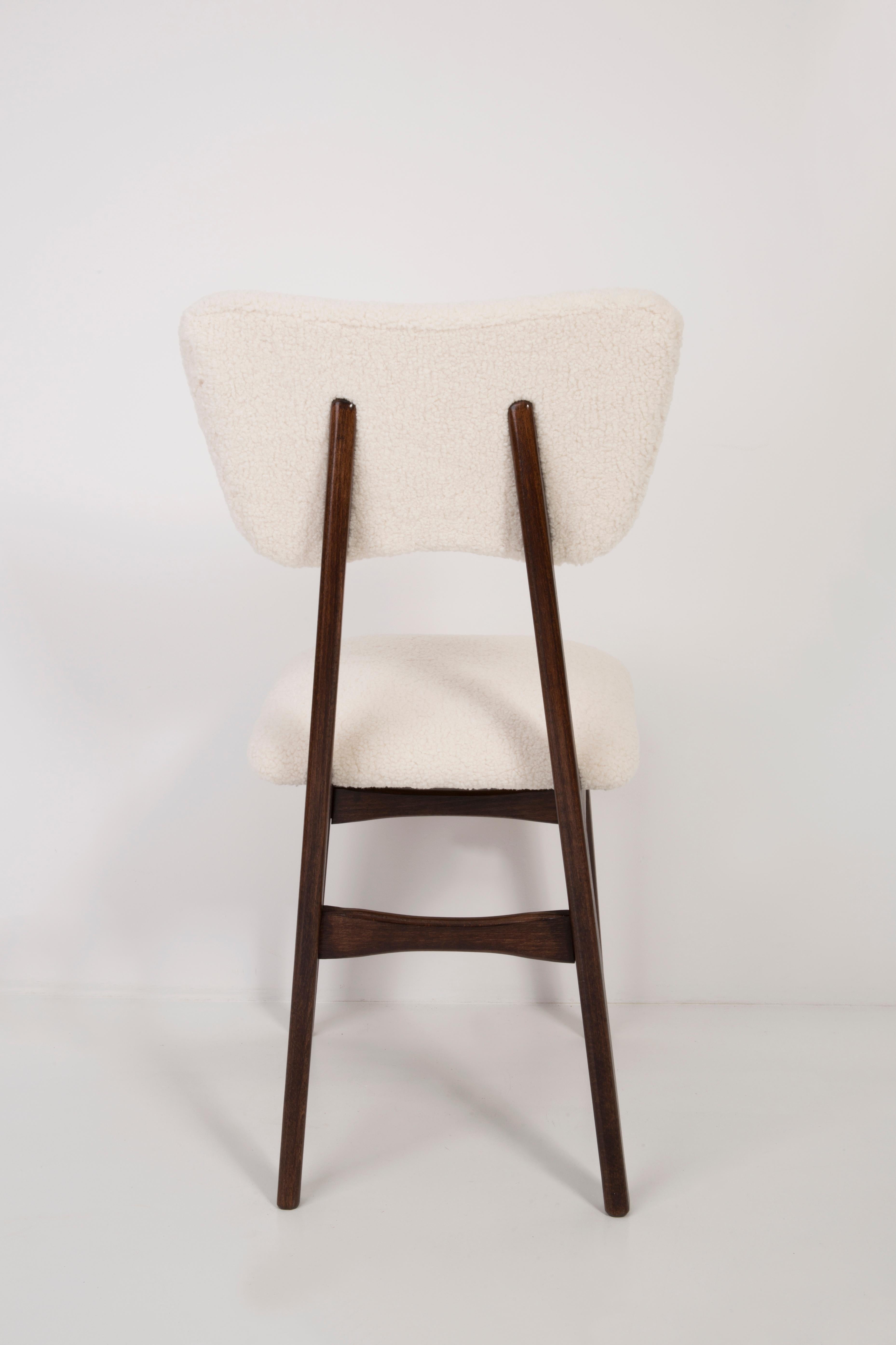 Hand-Crafted Eight 20th Century Light Crème Boucle Chairs, 1960s For Sale